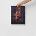 Poster of Baba Yaga and Vasilisa digital art print by Alexander Petkov. Commissioned illustration of the flaming skull from Slavic folklore.