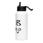 Side of stainless steel water bottle with Bulgarian azbuka - alphabet