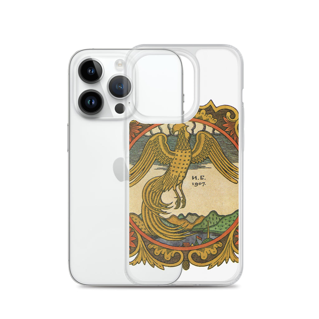 Golden rooster, illustration by Ivan Bilibin, on iPhone case.