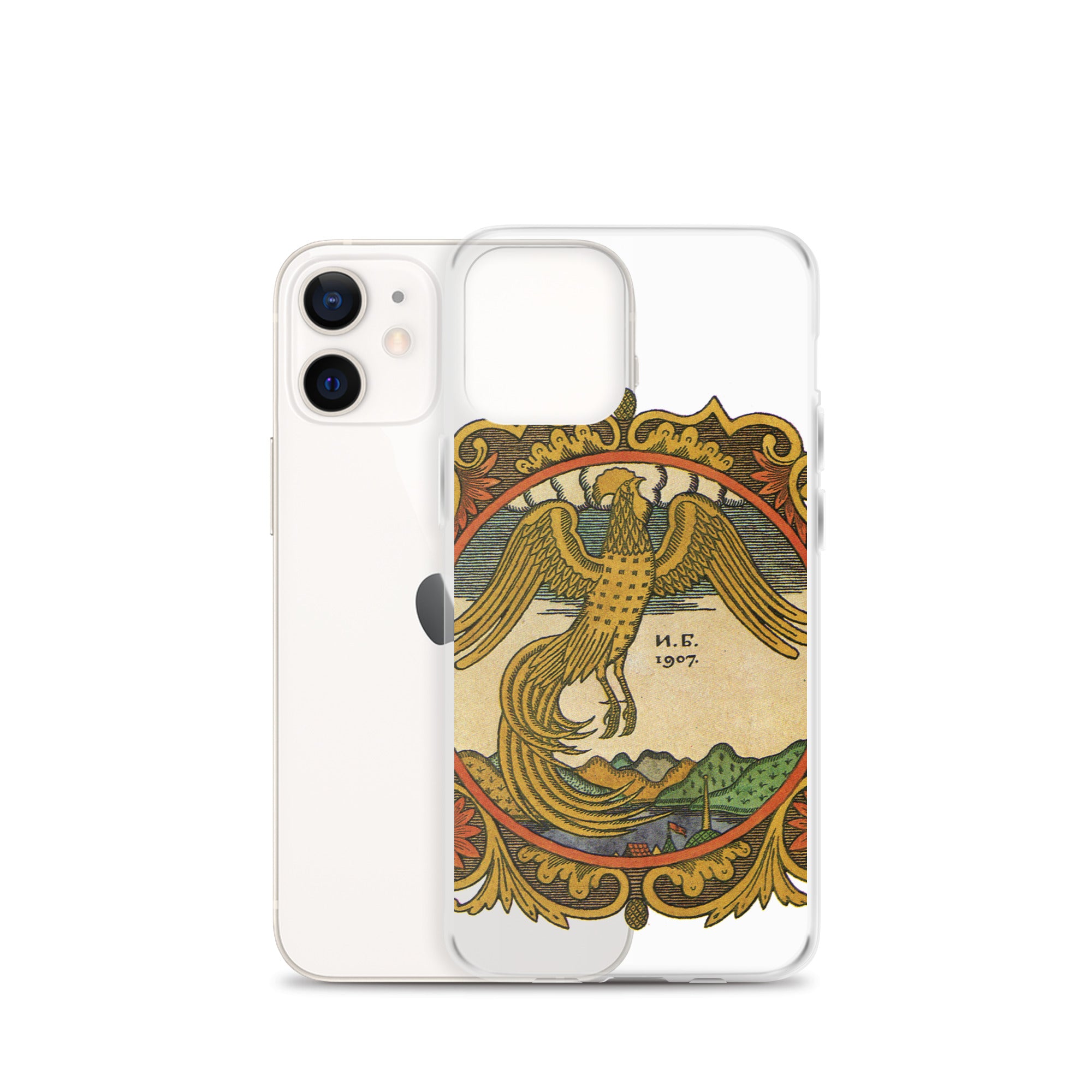 Golden rooster, illustration by Ivan Bilibin, on iPhone case.