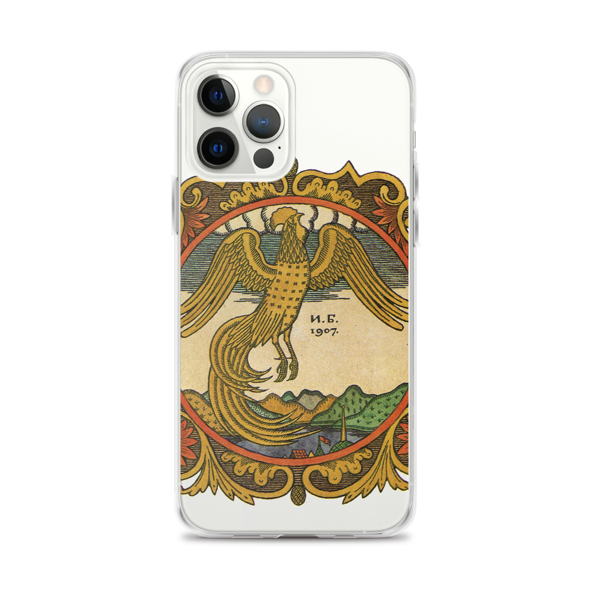 Golden rooster, illustration by Ivan Bilibin, on iPhone case.