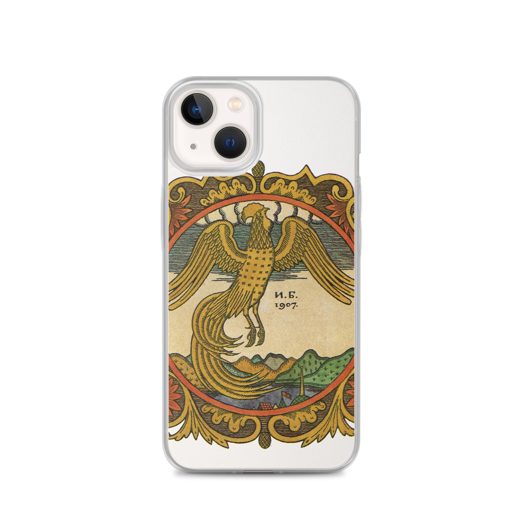 Golden rooster, illustration by Ivan Bilibin, on iPhone case.