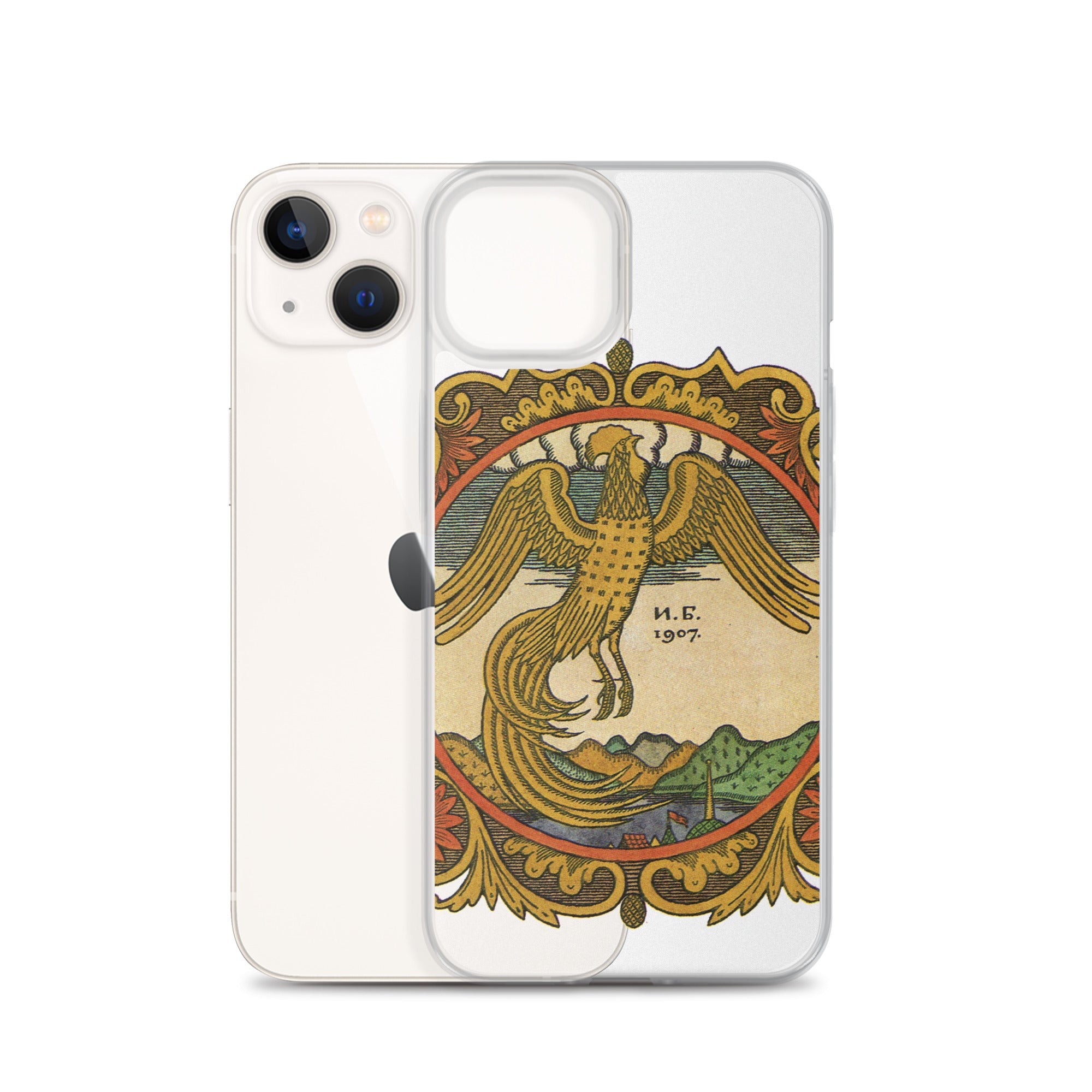 Golden rooster, illustration by Ivan Bilibin, on iPhone case.