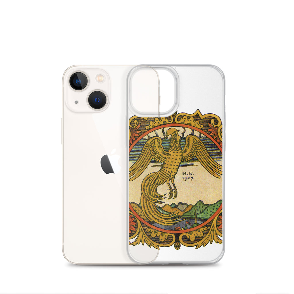 Golden rooster, illustration by Ivan Bilibin, on iPhone case.
