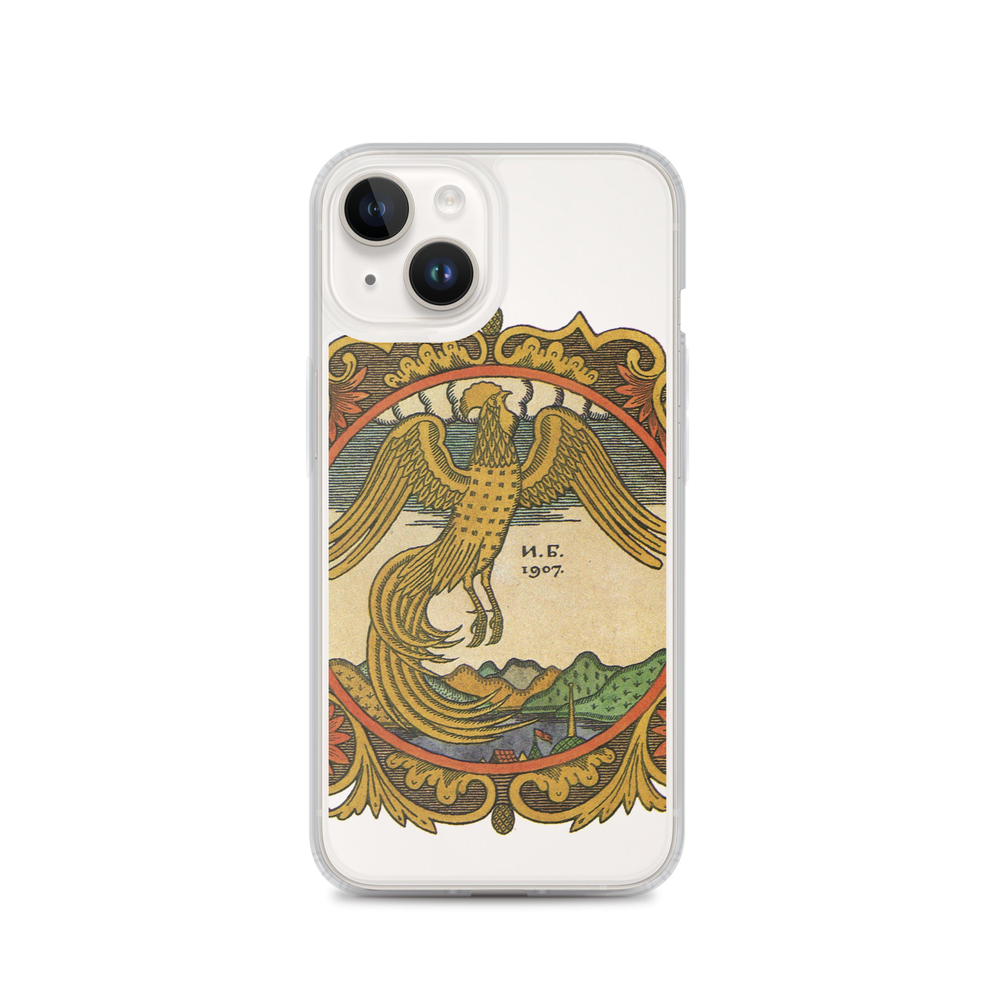 Golden rooster, illustration by Ivan Bilibin, on iPhone case.