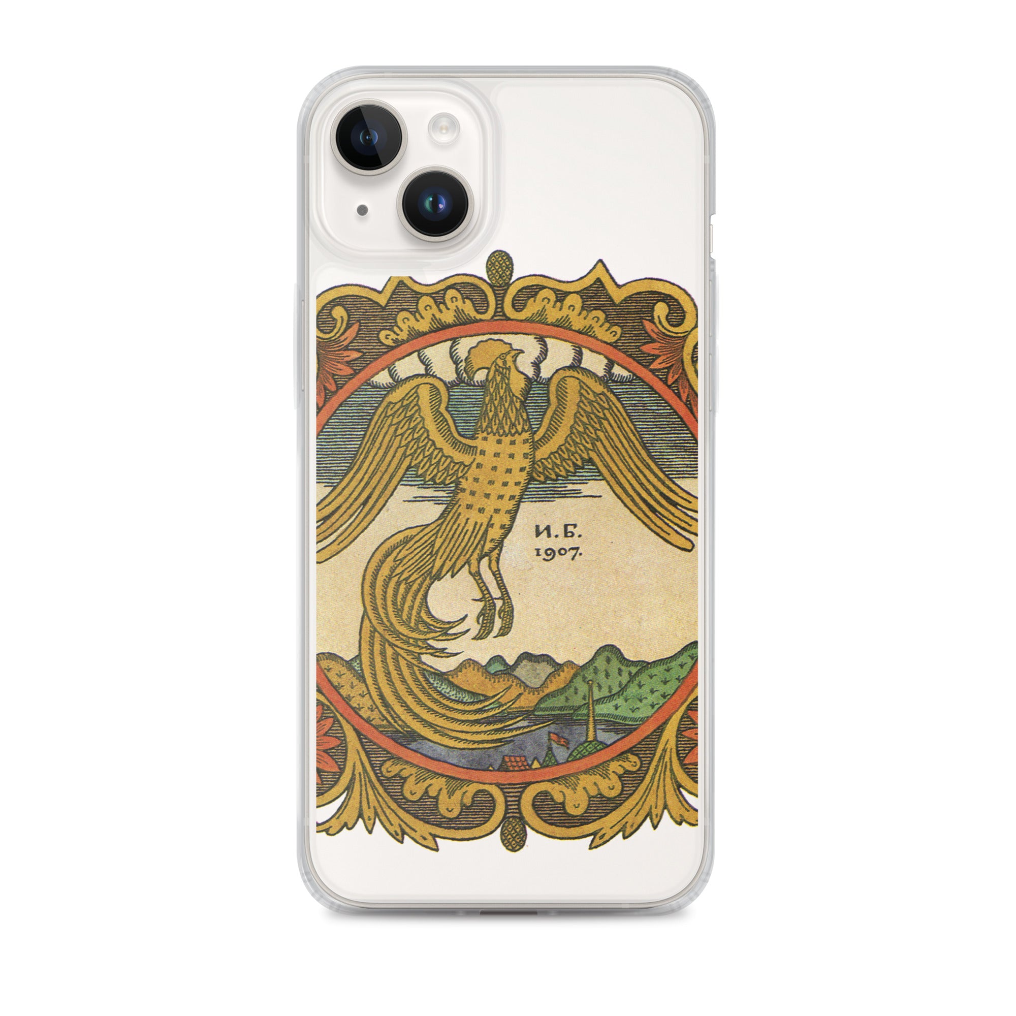 Golden rooster, illustration by Ivan Bilibin, on iPhone case.