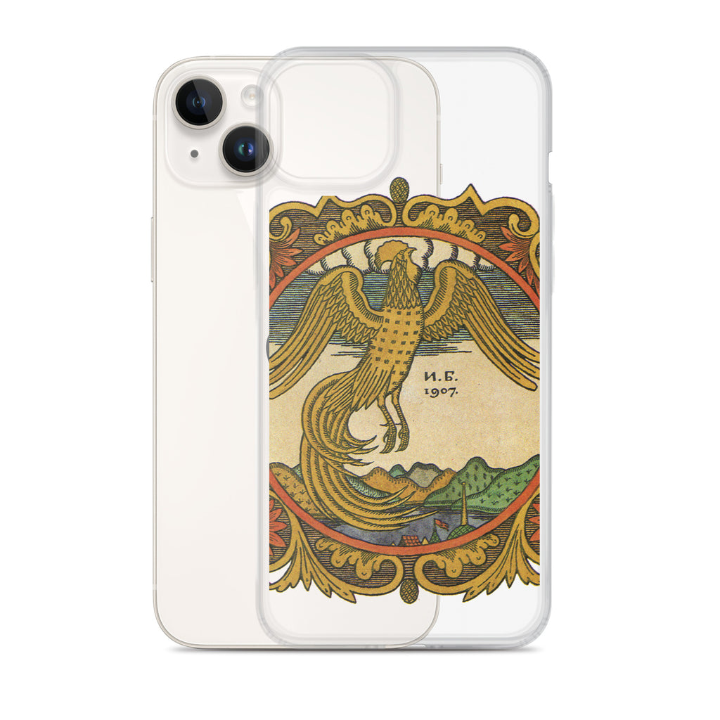 Golden rooster, illustration by Ivan Bilibin, on iPhone case.