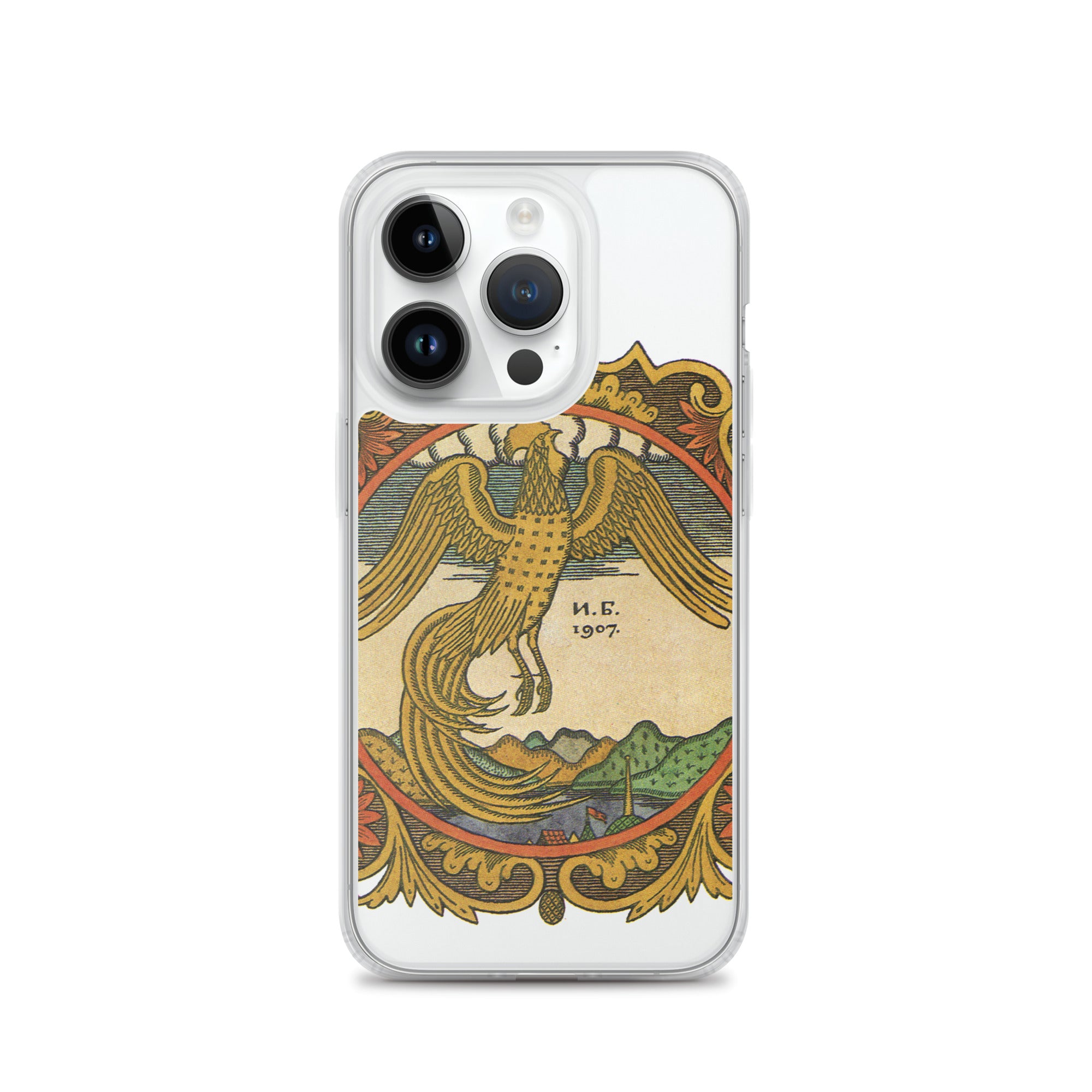 Golden rooster, illustration by Ivan Bilibin, on iPhone case.