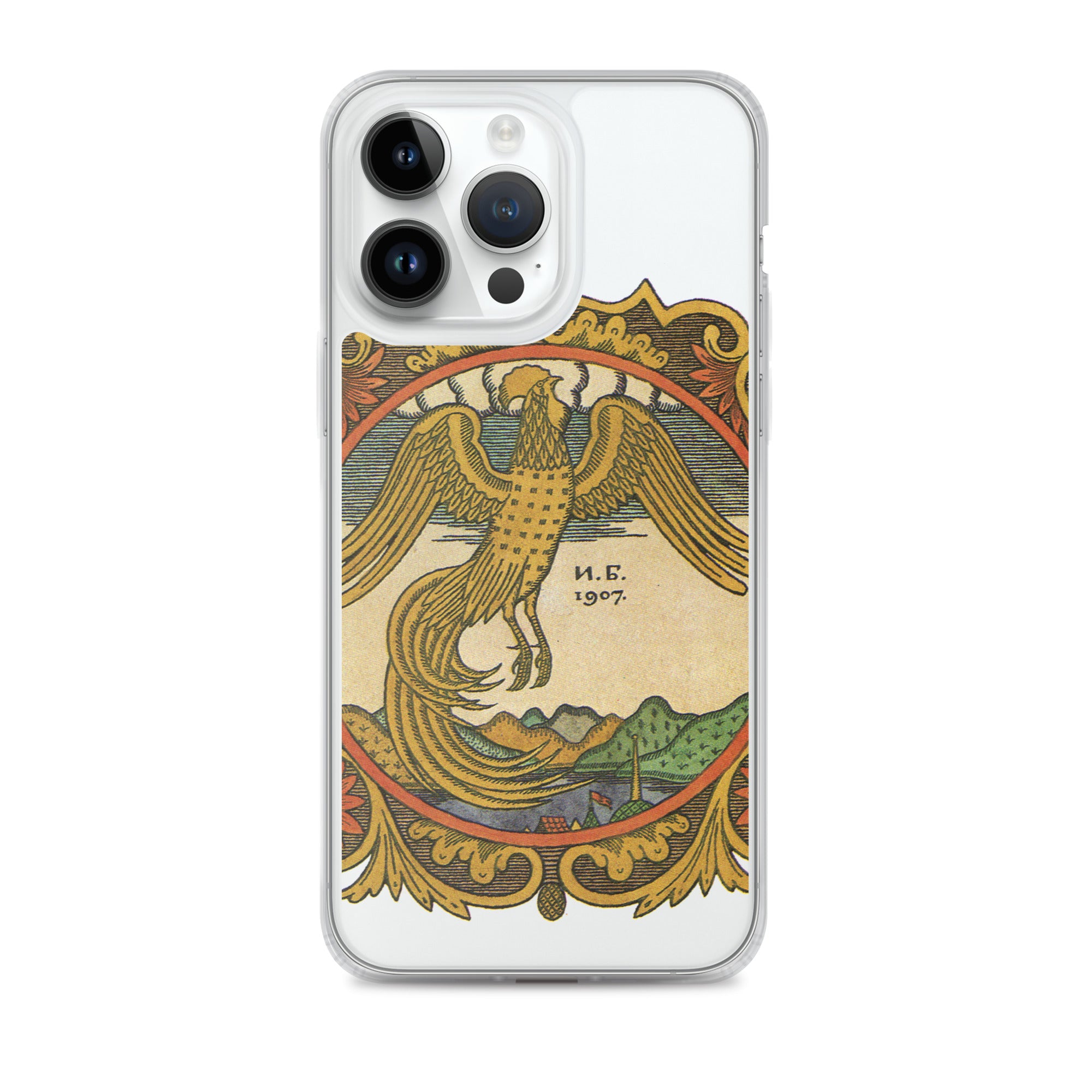 Golden rooster, illustration by Ivan Bilibin, on iPhone case.