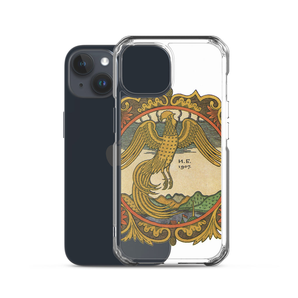 Golden rooster, illustration by Ivan Bilibin, on iPhone case.