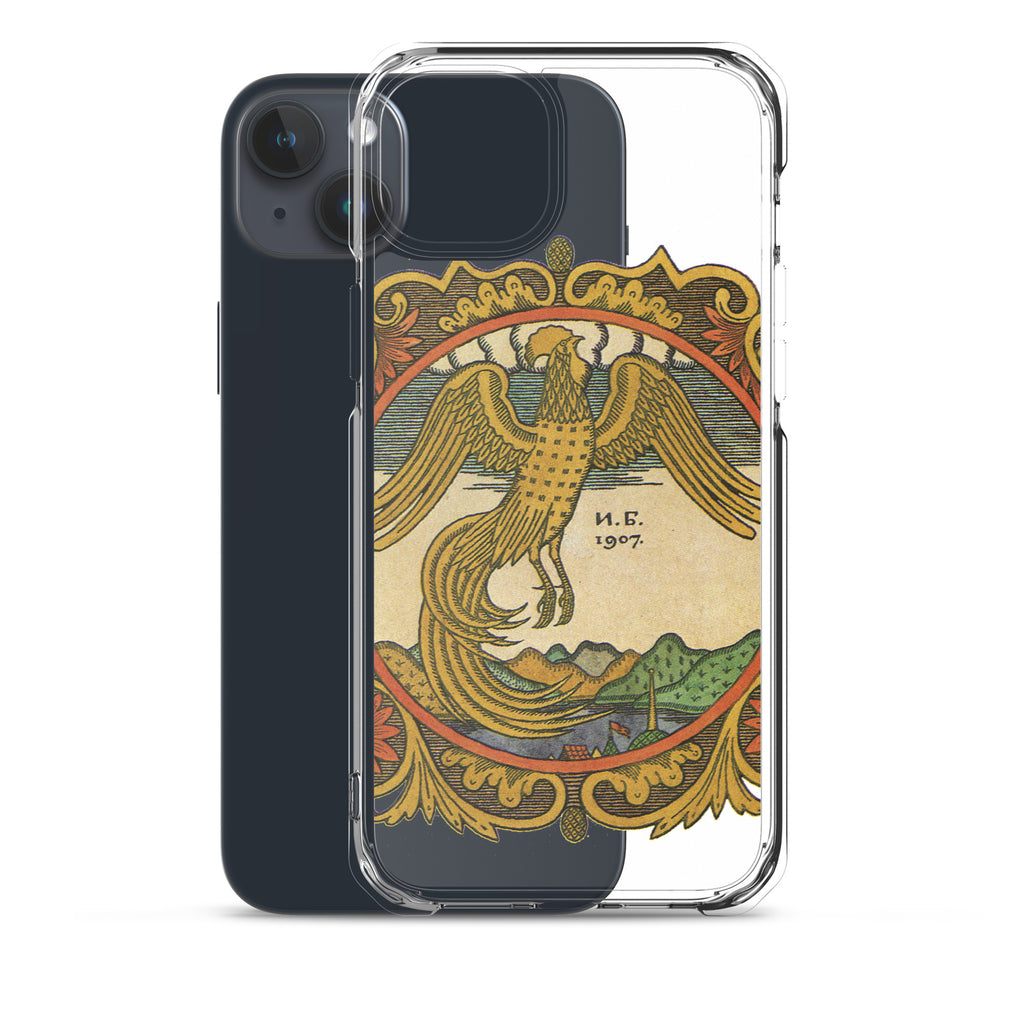 Golden rooster, illustration by Ivan Bilibin, on iPhone case.