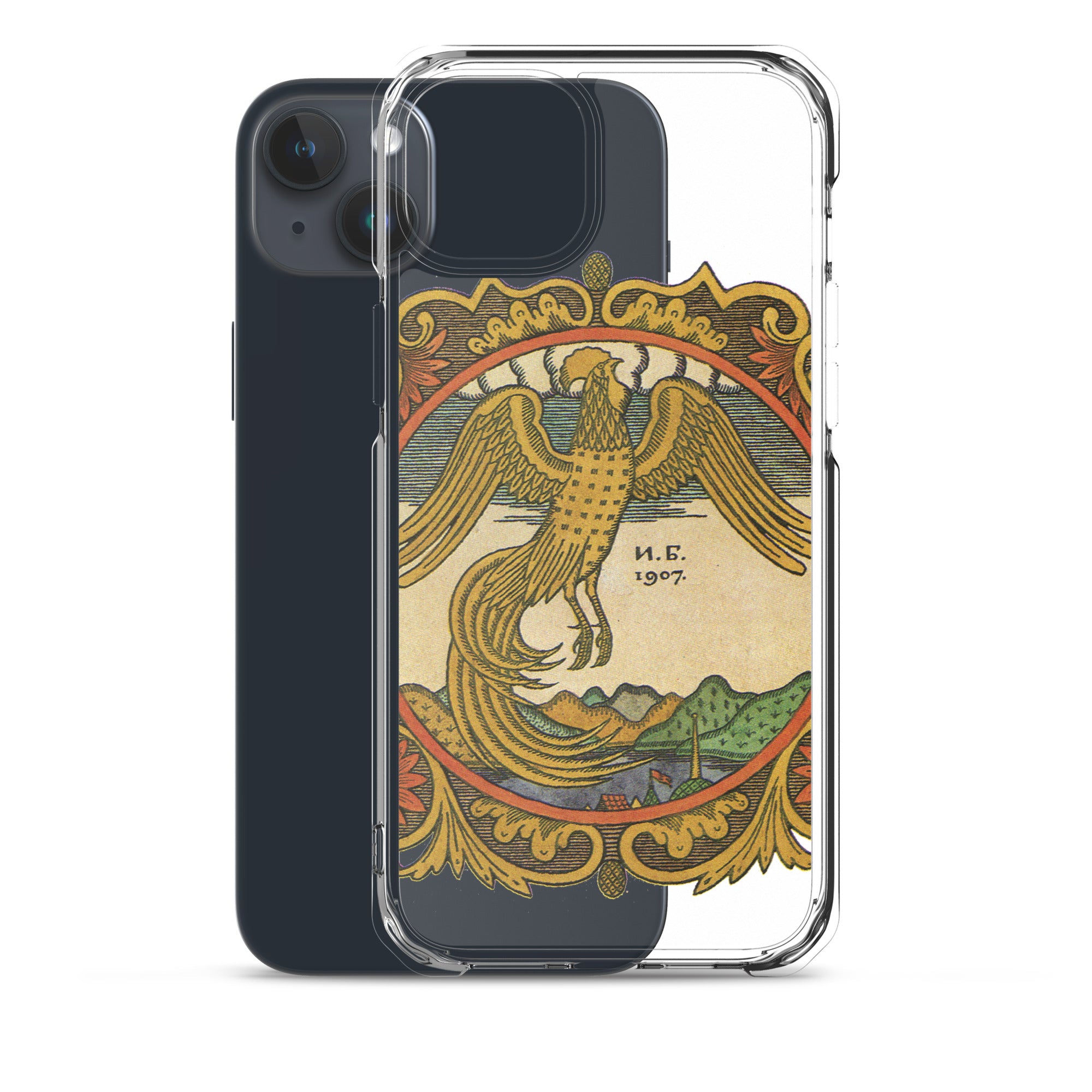 Golden rooster, illustration by Ivan Bilibin, on iPhone case.