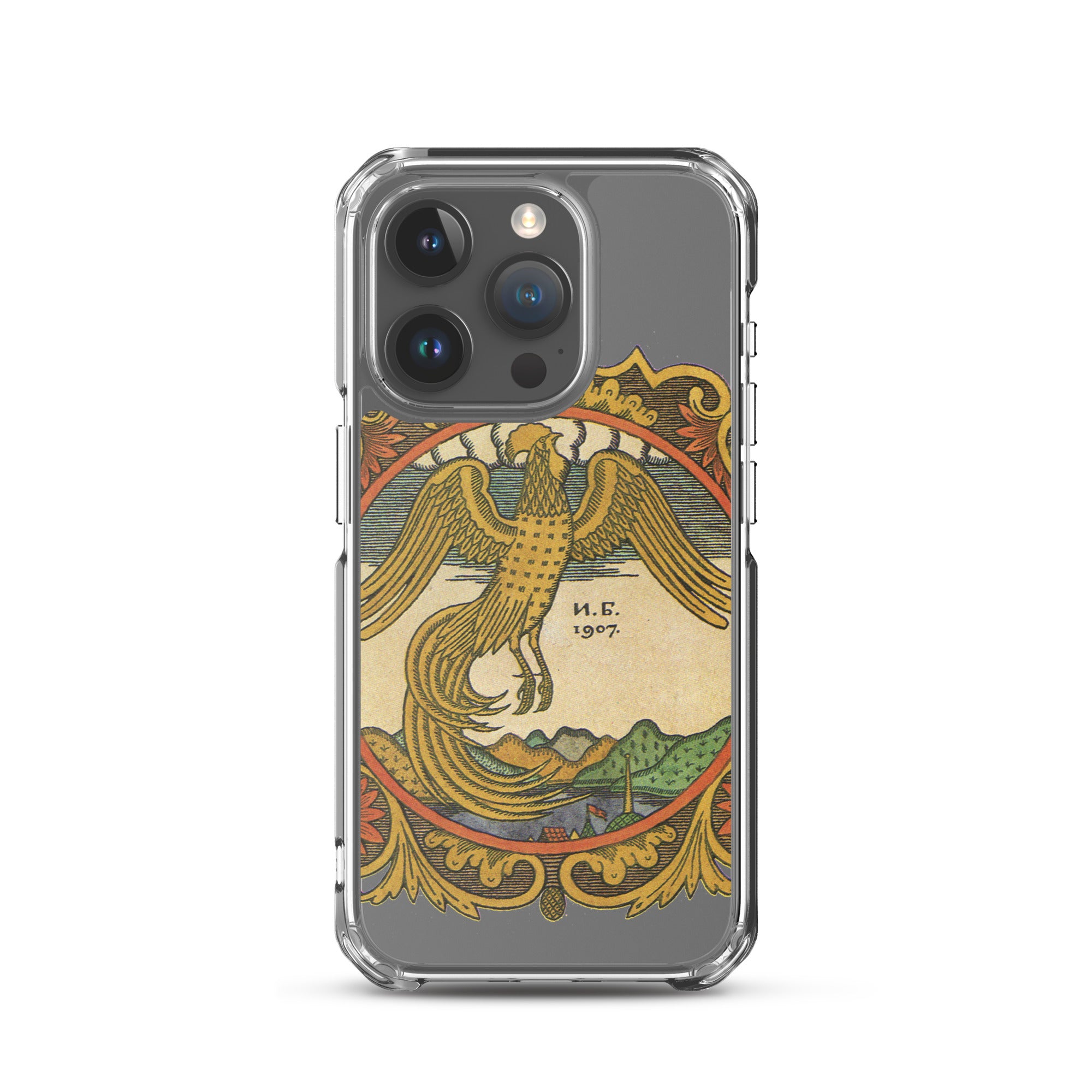 Golden rooster, illustration by Ivan Bilibin, on iPhone case.