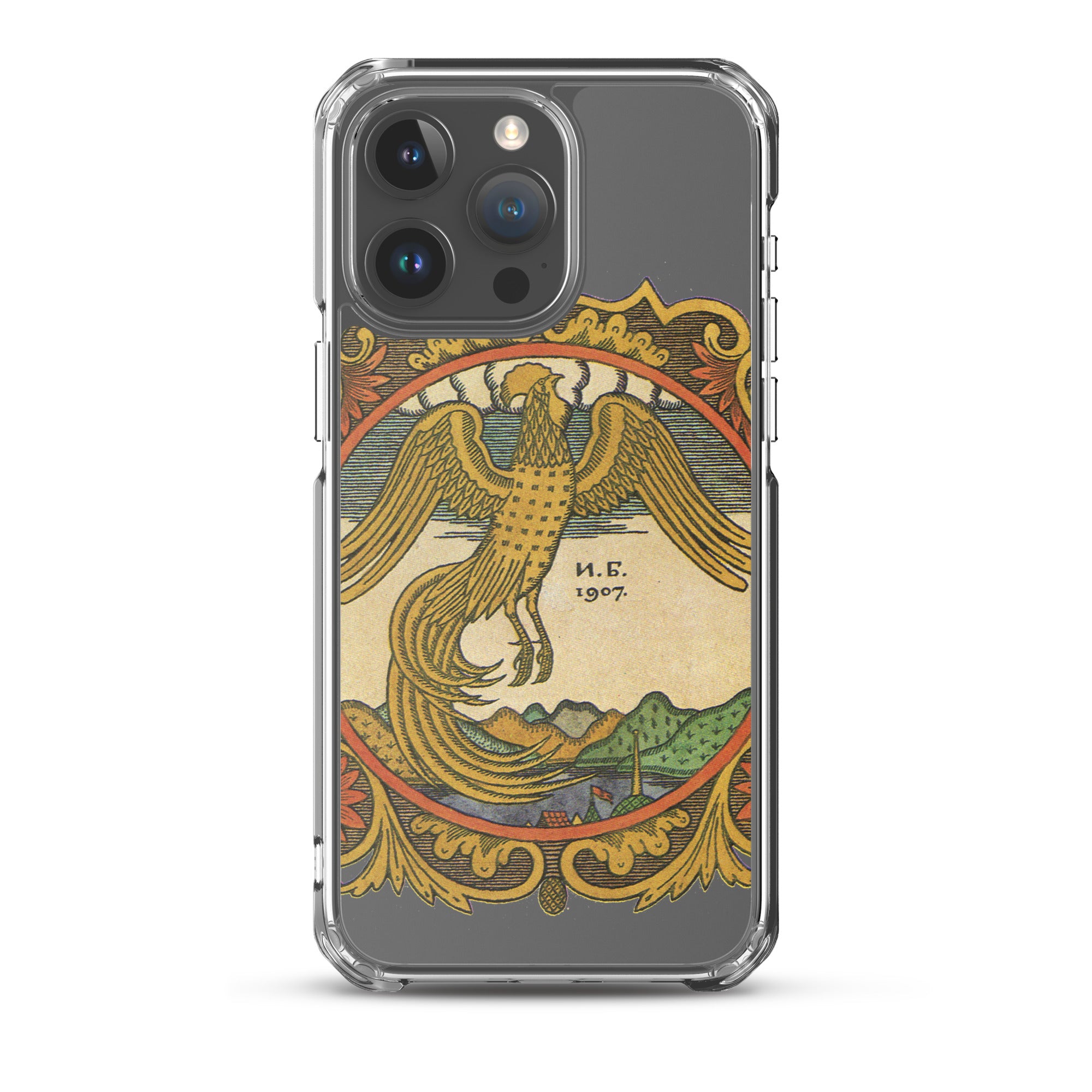 Golden rooster, illustration by Ivan Bilibin, on iPhone case.