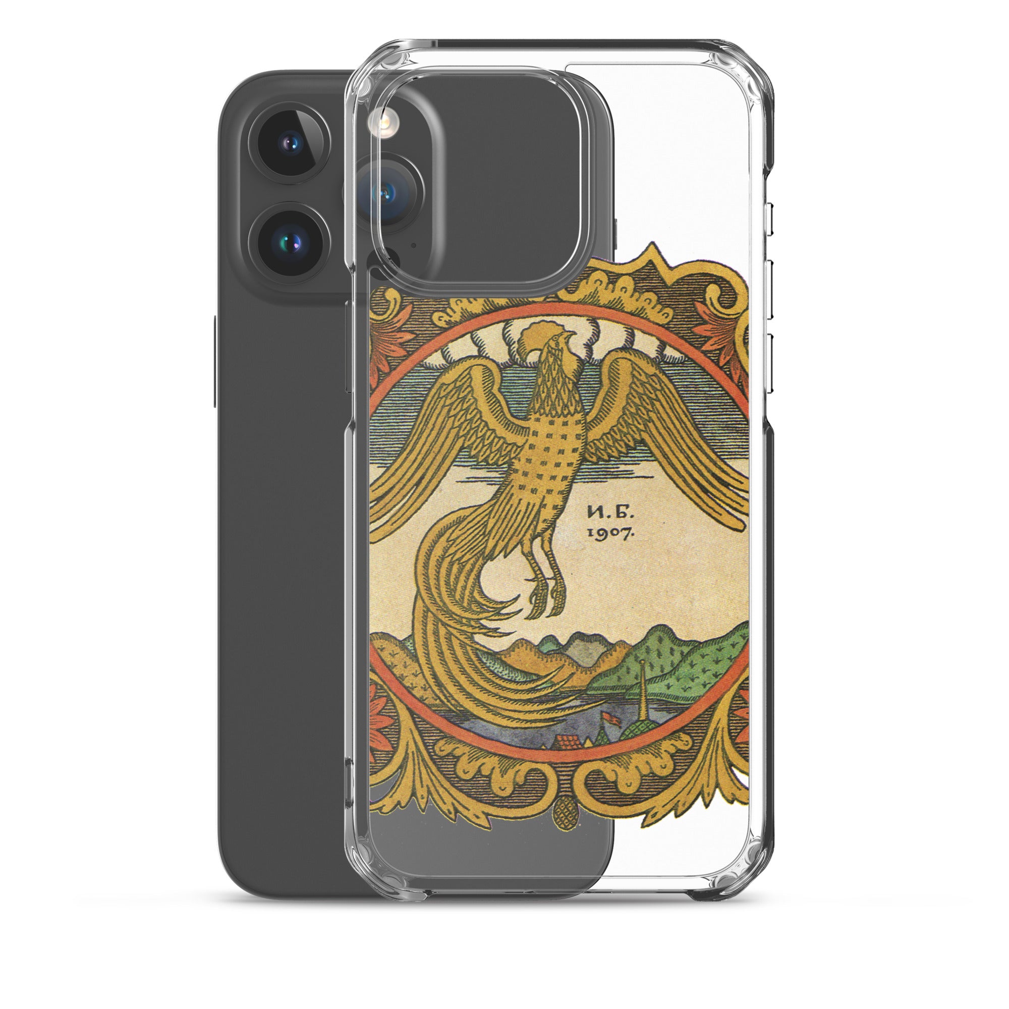 Golden rooster, illustration by Ivan Bilibin, on iPhone case.