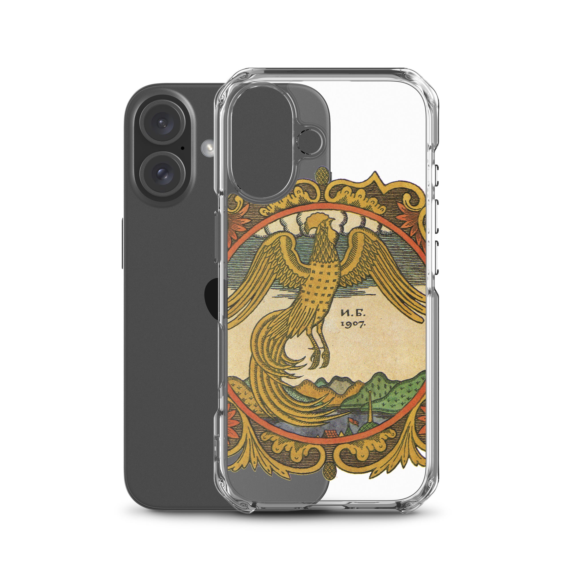 Golden rooster, illustration by Ivan Bilibin, on iPhone case.
