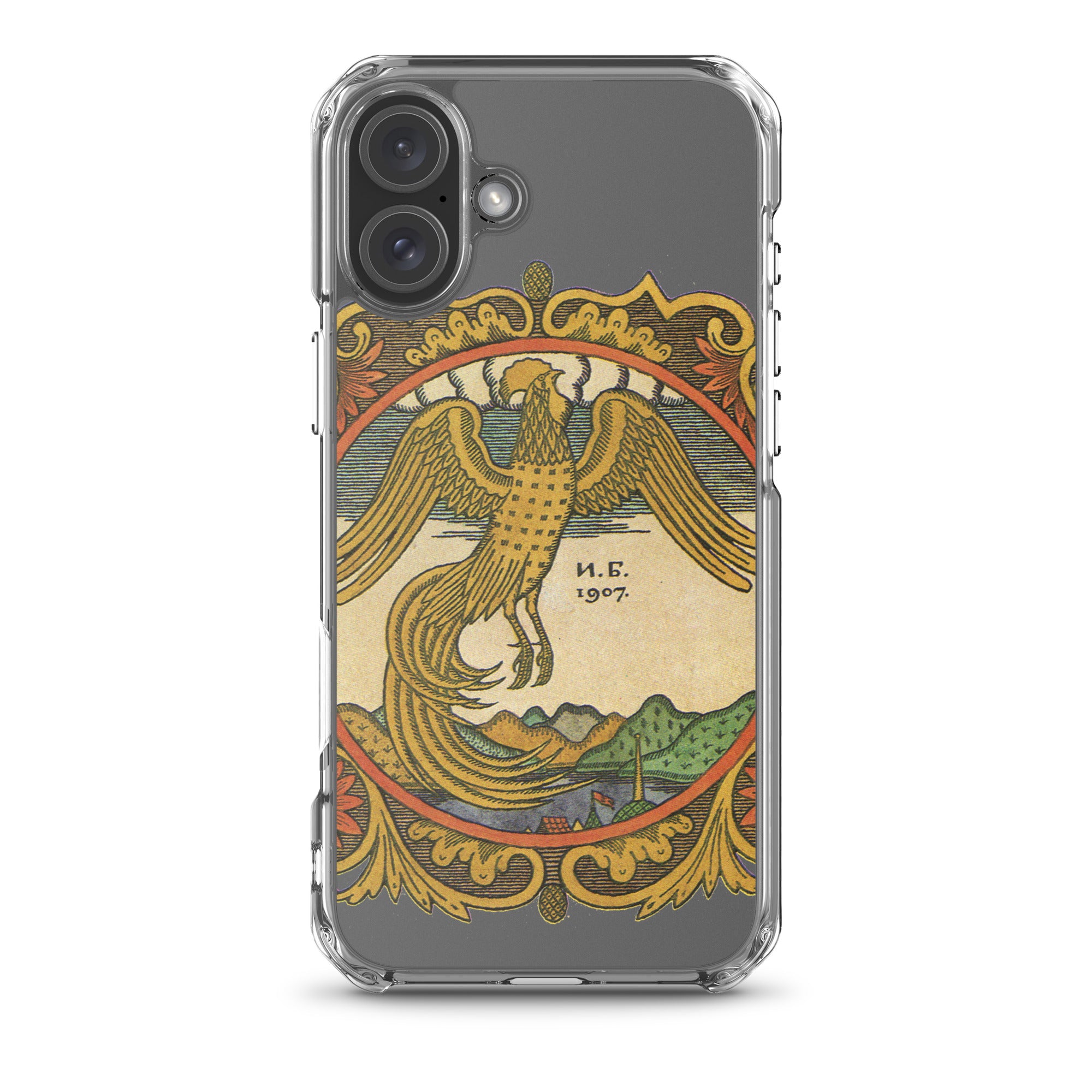 Golden rooster, illustration by Ivan Bilibin, on iPhone case.