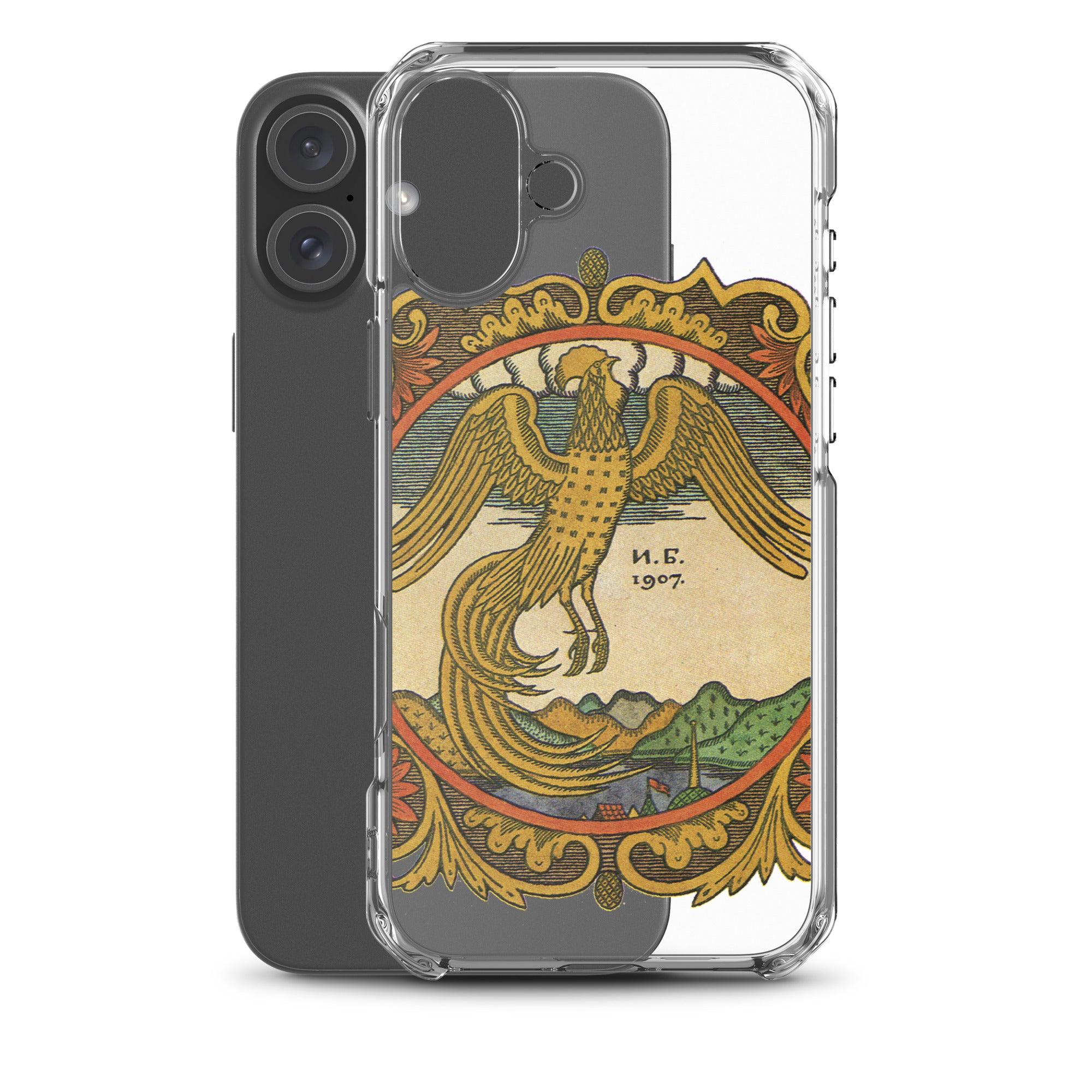 Golden rooster, illustration by Ivan Bilibin, on iPhone case.