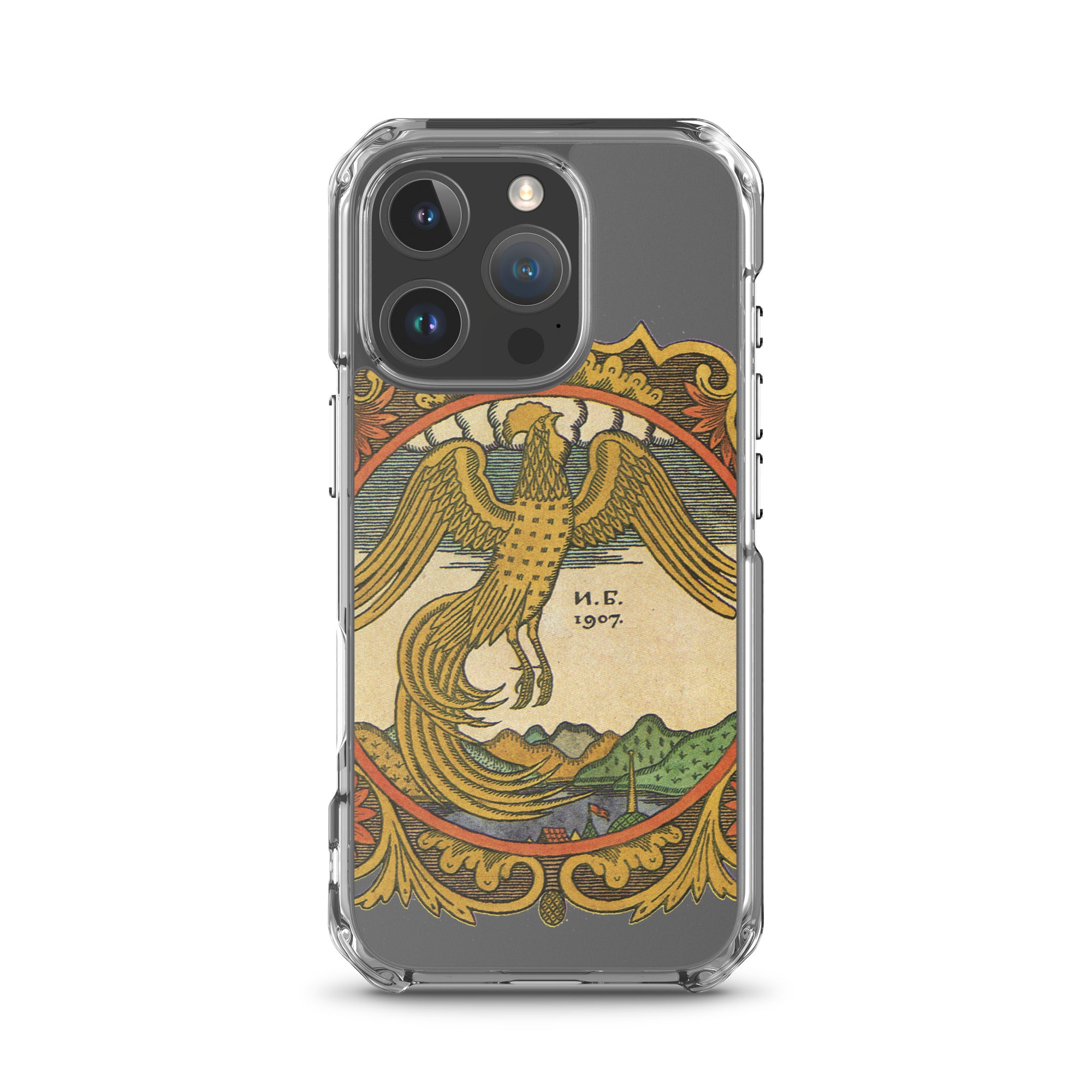 Golden rooster, illustration by Ivan Bilibin, on iPhone case.