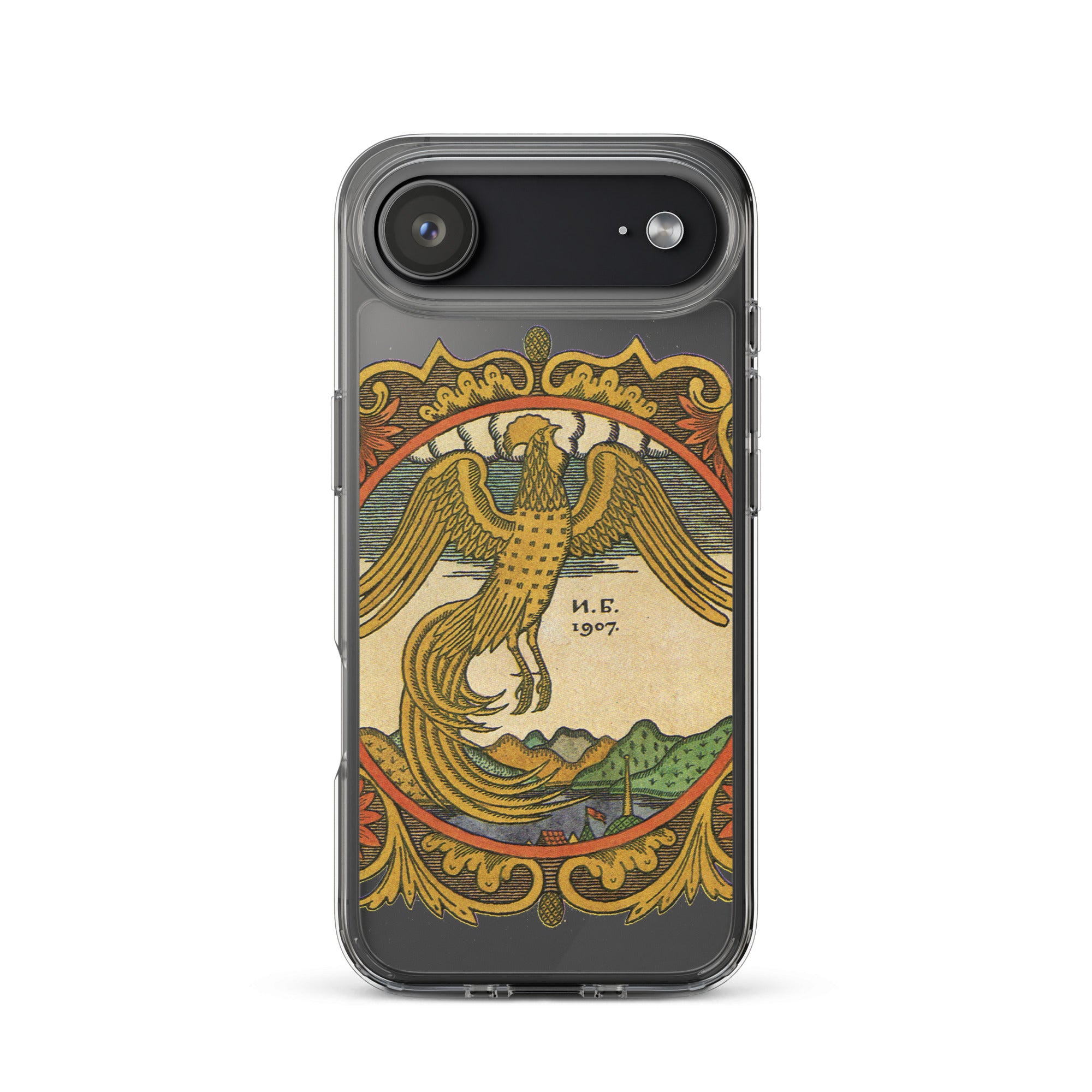 Golden rooster, illustration by Ivan Bilibin, on iPhone case.