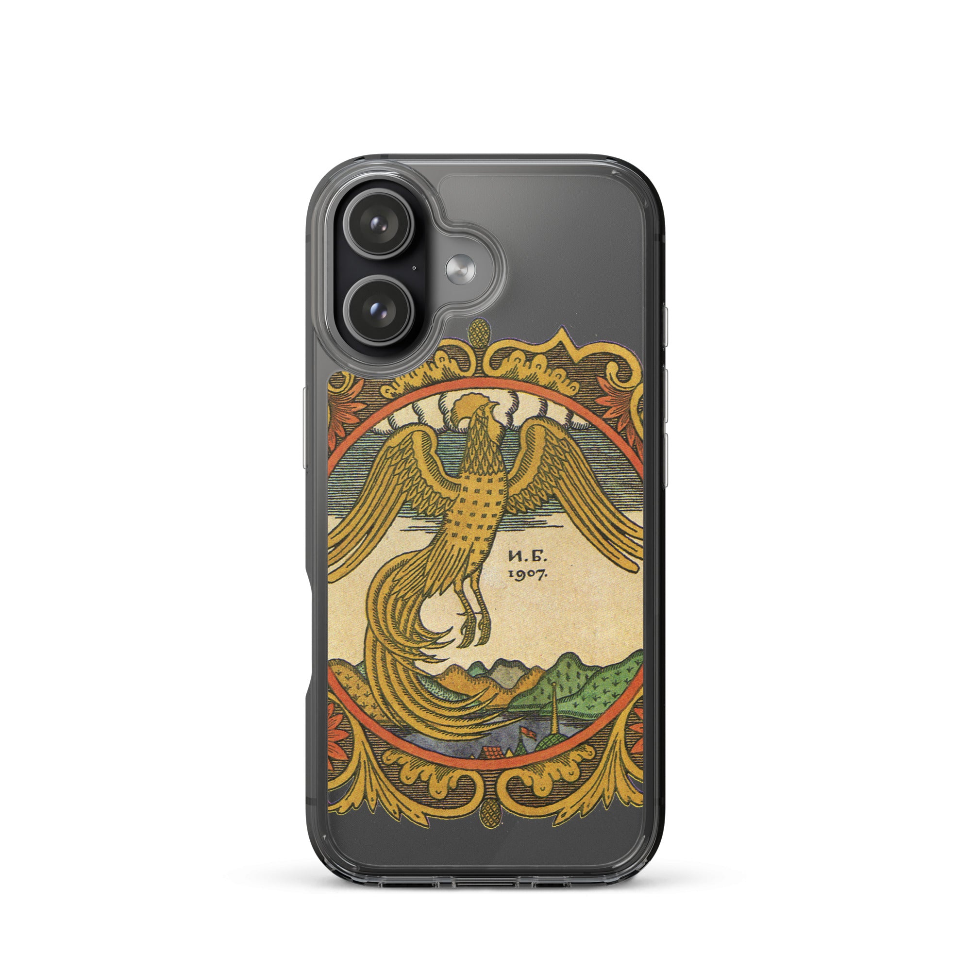 Golden rooster, illustration by Ivan Bilibin, on iPhone case.