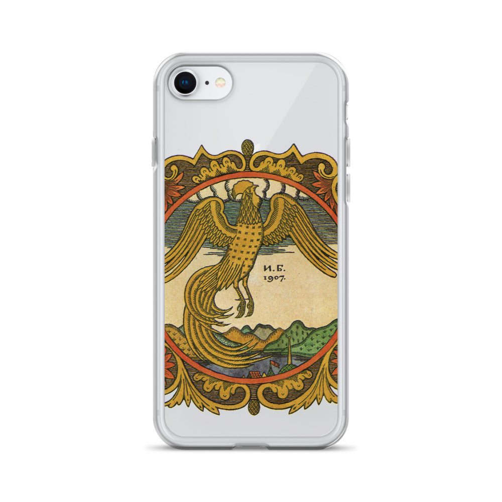 Golden rooster, illustration by Ivan Bilibin, on iPhone case.