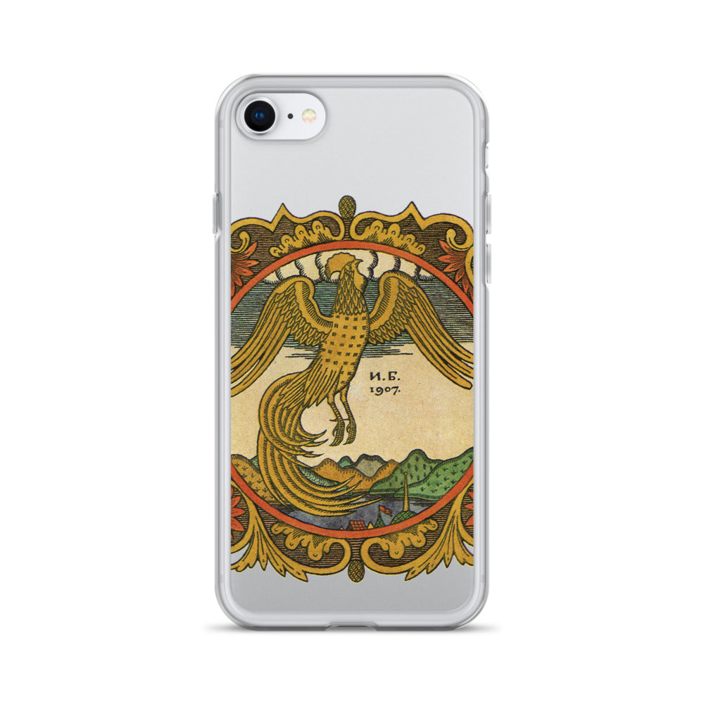 Golden rooster, illustration by Ivan Bilibin, on iPhone case.