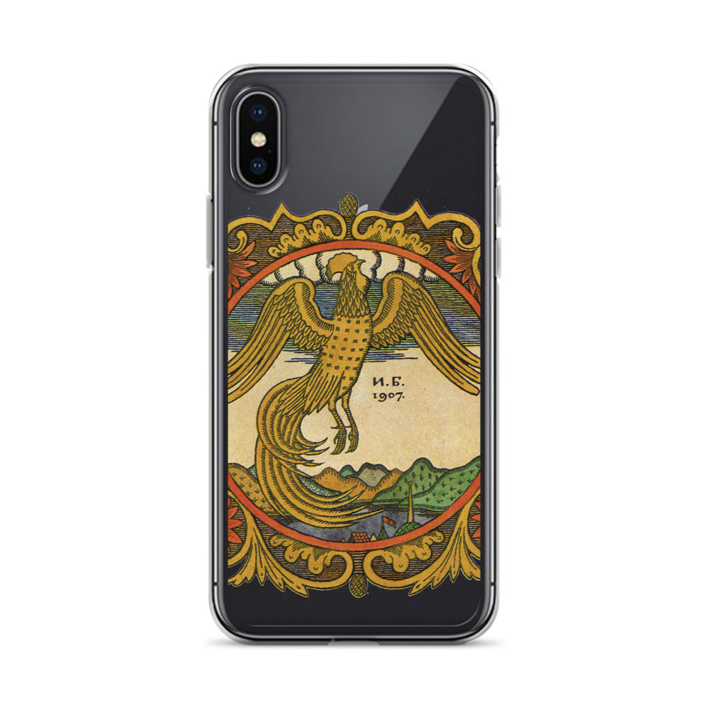 Golden rooster, illustration by Ivan Bilibin, on iPhone case.