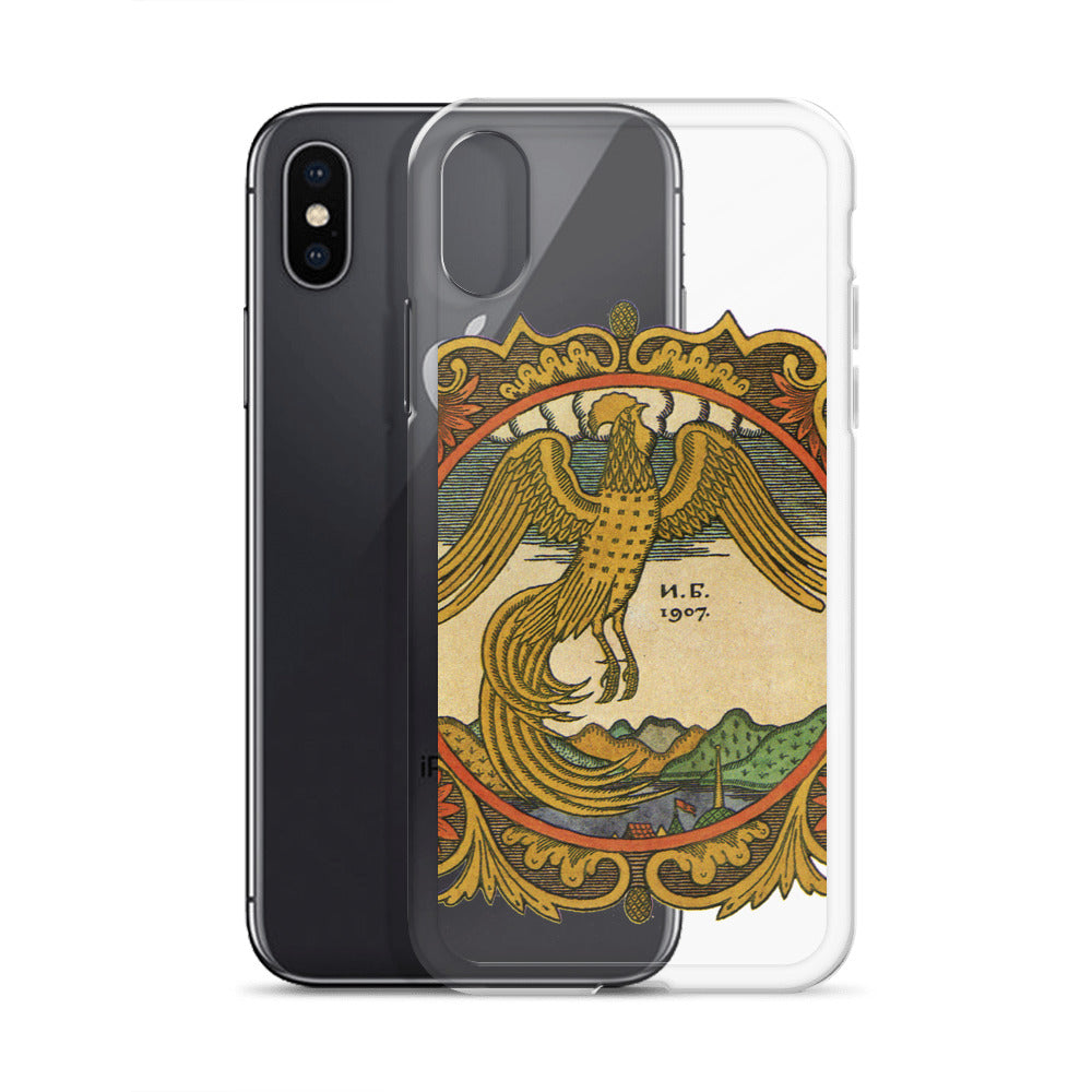 Golden rooster, illustration by Ivan Bilibin, on iPhone case.