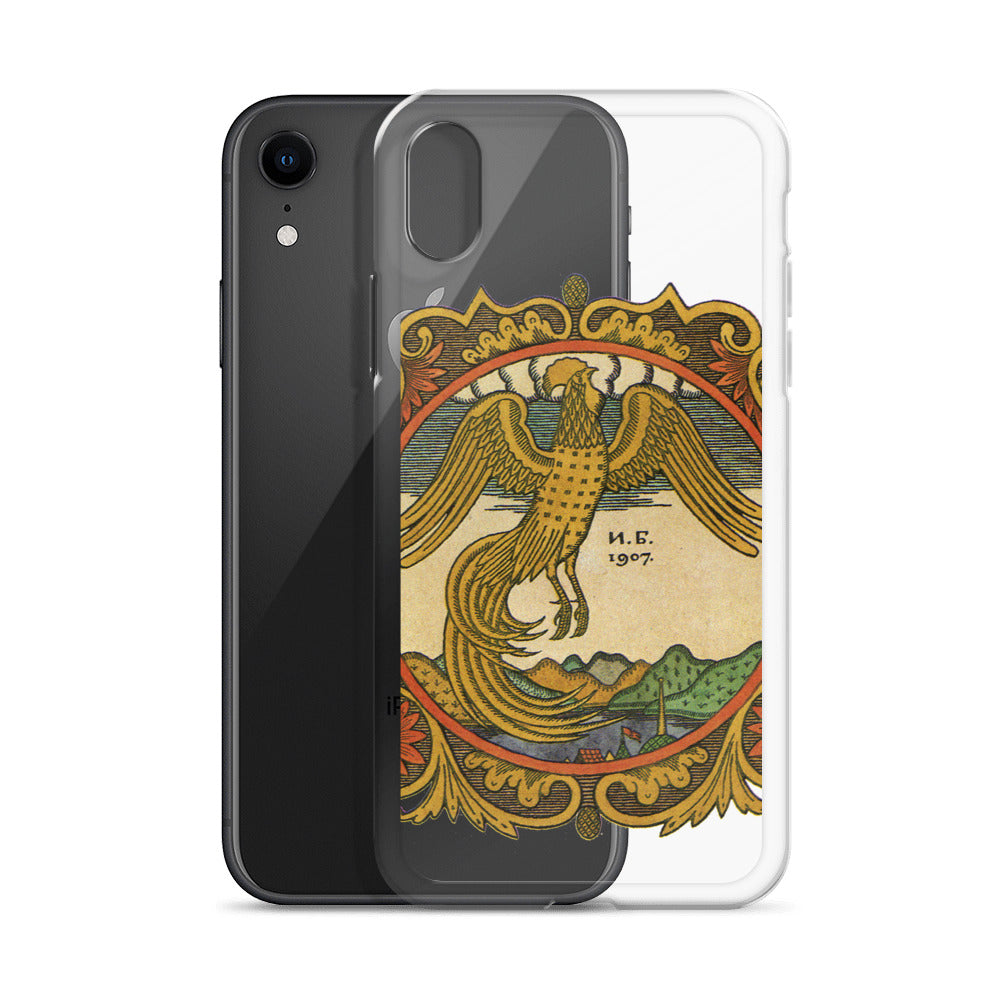 Golden rooster, illustration by Ivan Bilibin, on iPhone case.