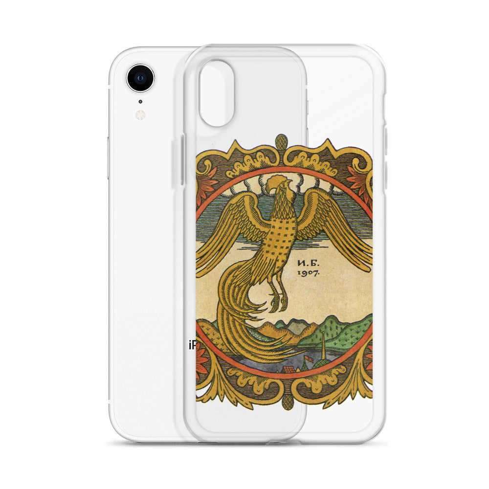 Golden rooster, illustration by Ivan Bilibin, on iPhone case.