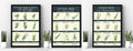 Three framed art prints: fragrant herbs, antiviral herbs, adn healing herbs, each with 9 illustrations