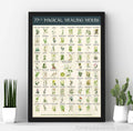 Framed poster with the 78 herbs from "77 1/2 Magical Healing Herbs"