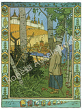 Folklore digital illustration of a maiden before the Kingdom of Finist the Falcon by Ivan Bilibin, 1900