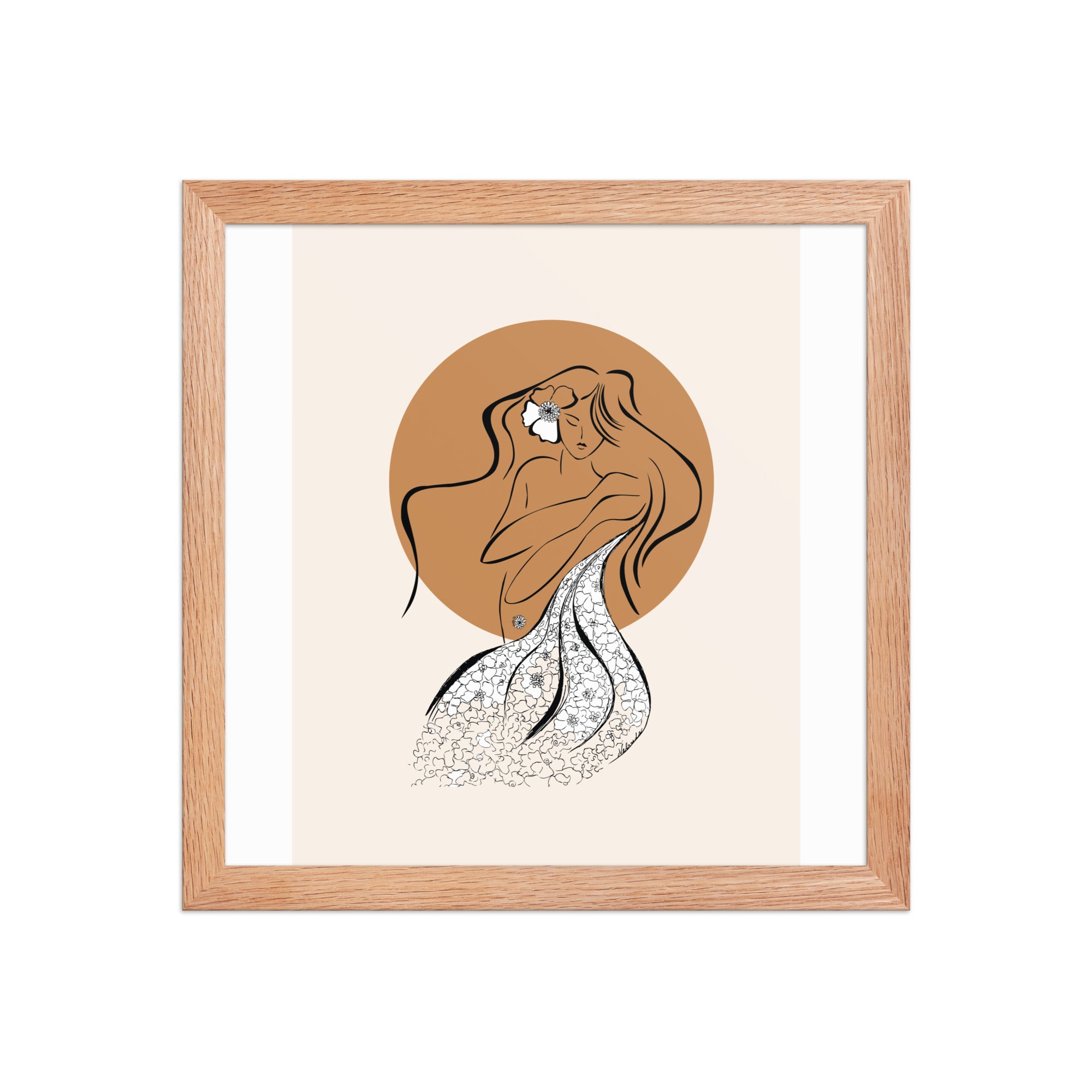 Framed poster of a Samodiva, a divine folklore spirit digital art print by Nelinda. Illustration portraying the Samodiva as a divine forest spirit.