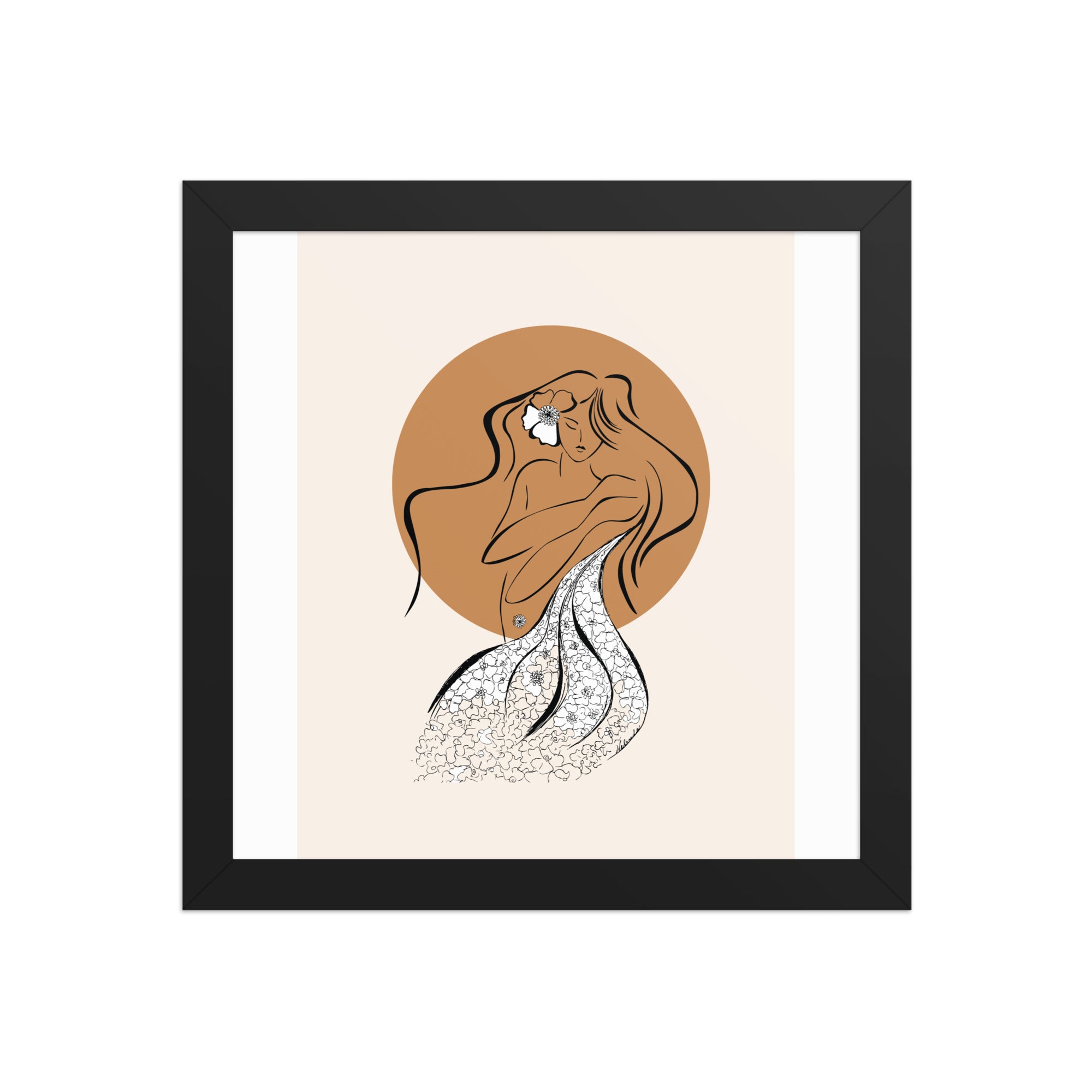 ProducFramed poster of a Samodiva, a divine folklore spirit digital art print by Nelinda. Illustration portraying the Samodiva as a divine forest spirit.t mockup