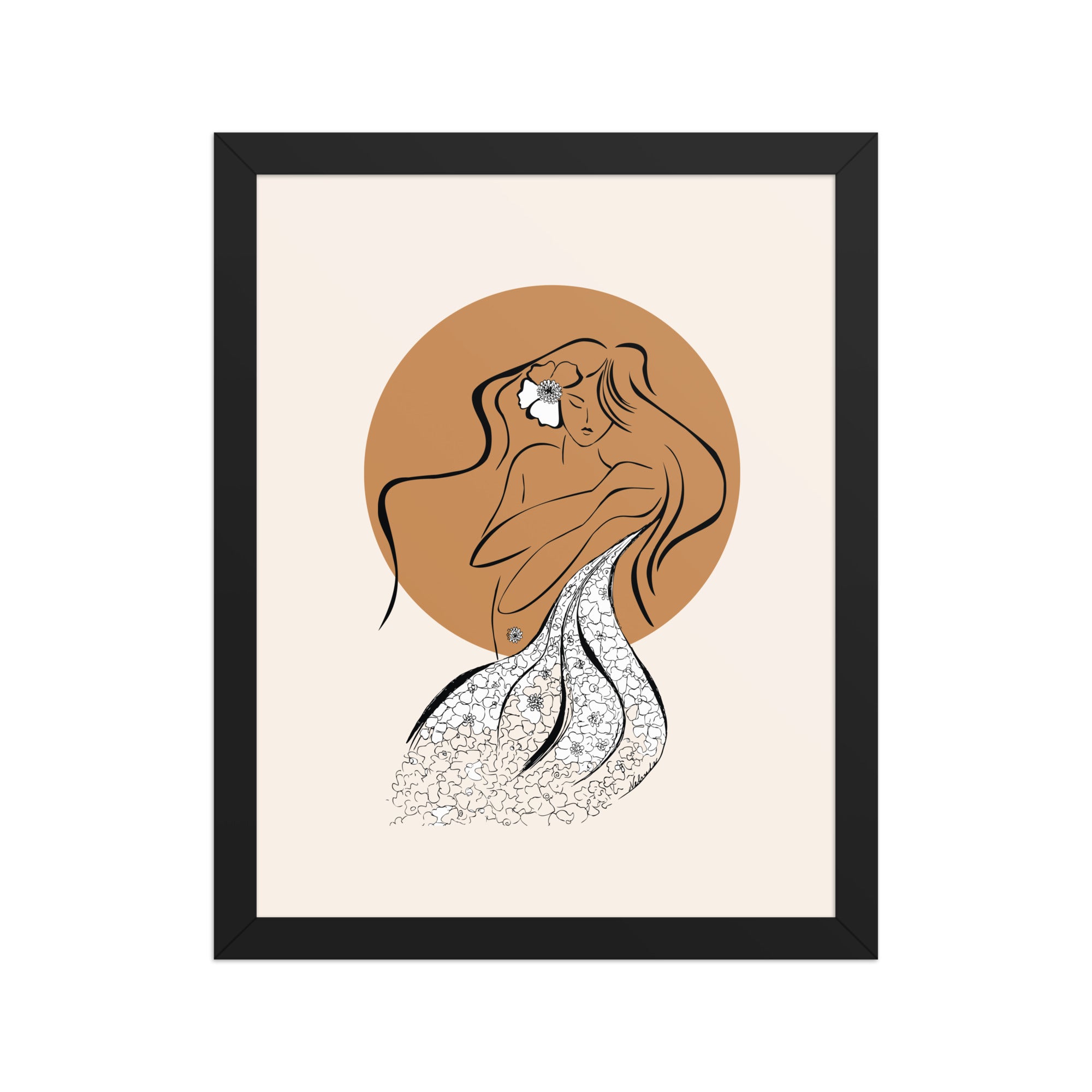 Framed poster of a Samodiva, a divine folklore spirit digital art print by Nelinda. Illustration portraying the Samodiva as a divine forest spirit.