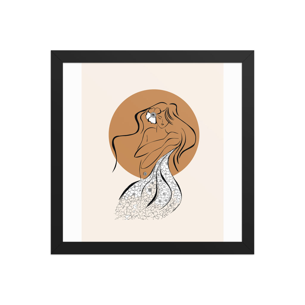 Framed poster of a Samodiva, a divine folklore spirit digital art print by Nelinda. Illustration portraying the Samodiva as a divine forest spirit.