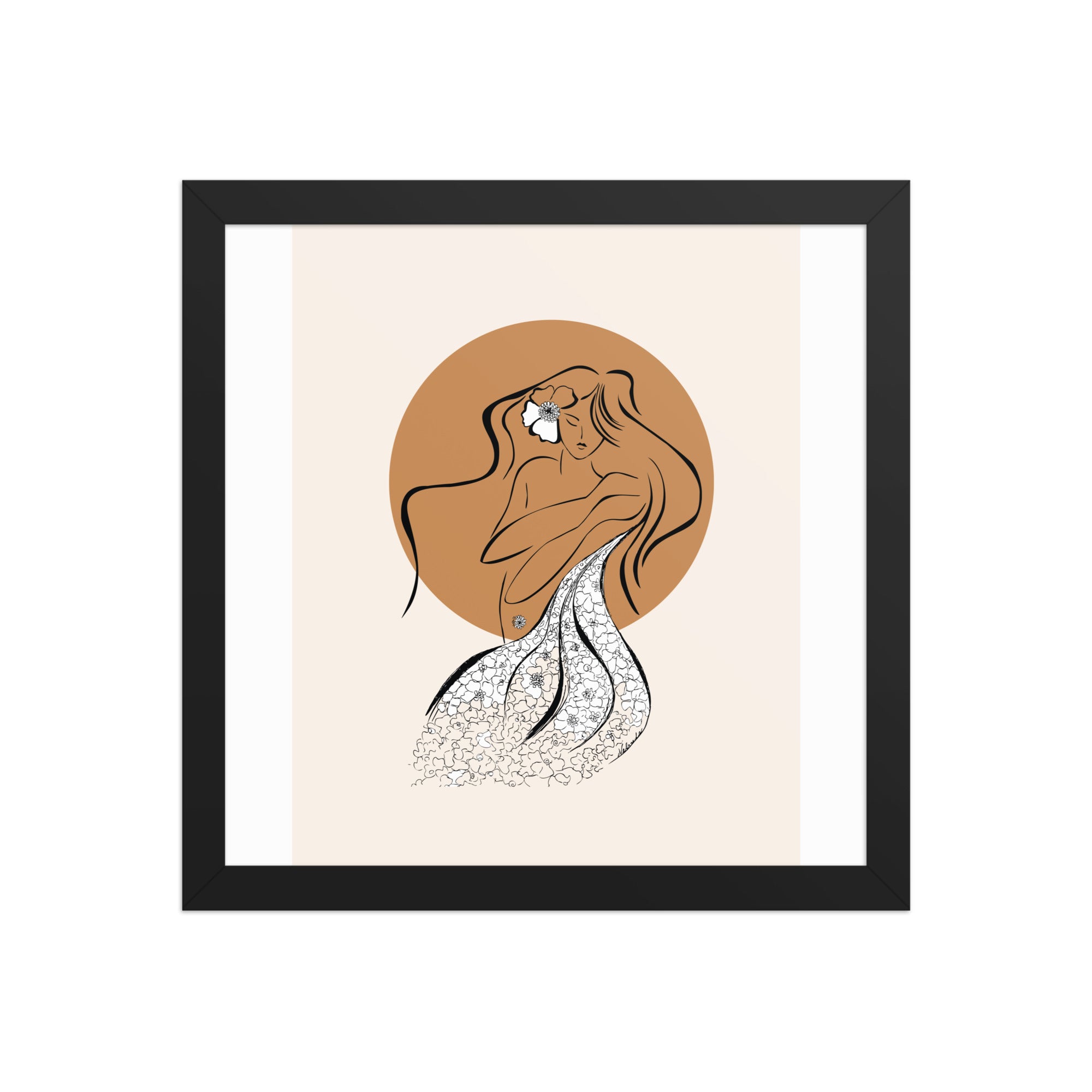 Framed poster of a Samodiva, a divine folklore spirit digital art print by Nelinda. Illustration portraying the Samodiva as a divine forest spirit.