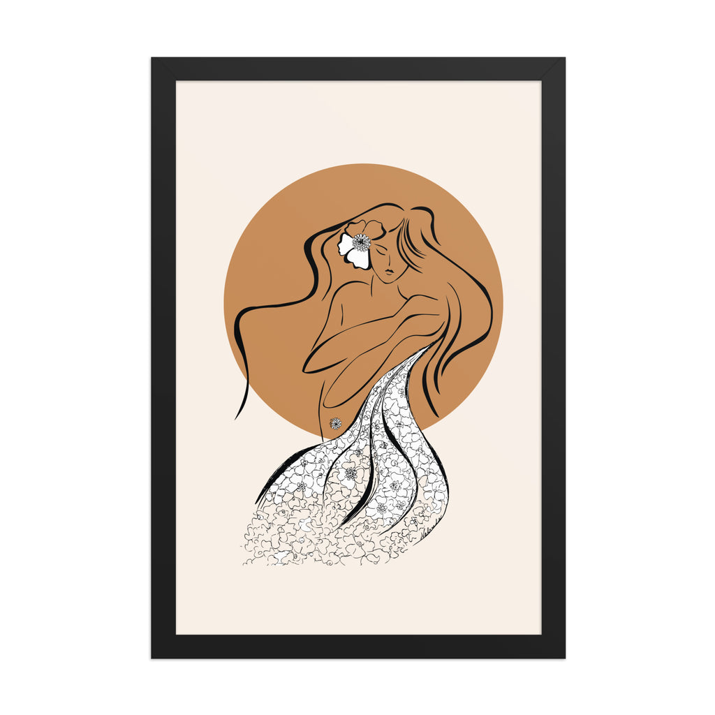 Framed poster of a Samodiva, a divine folklore spirit digital art print by Nelinda. Illustration portraying the Samodiva as a divine forest spirit.