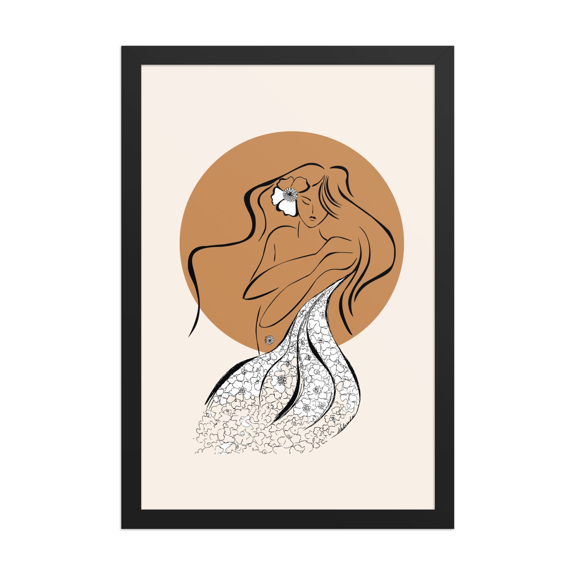 Framed poster of a Samodiva, a divine folklore spirit digital art print by Nelinda. Illustration portraying the Samodiva as a divine forest spirit.