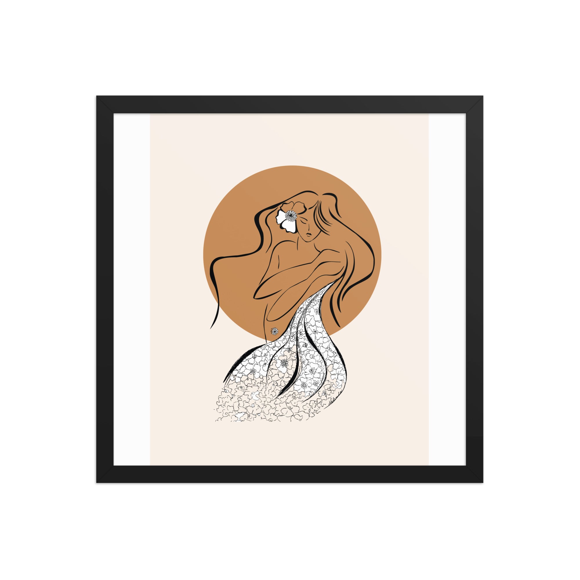 Framed poster of a Samodiva, a divine folklore spirit digital art print by Nelinda. Illustration portraying the Samodiva as a divine forest spirit.