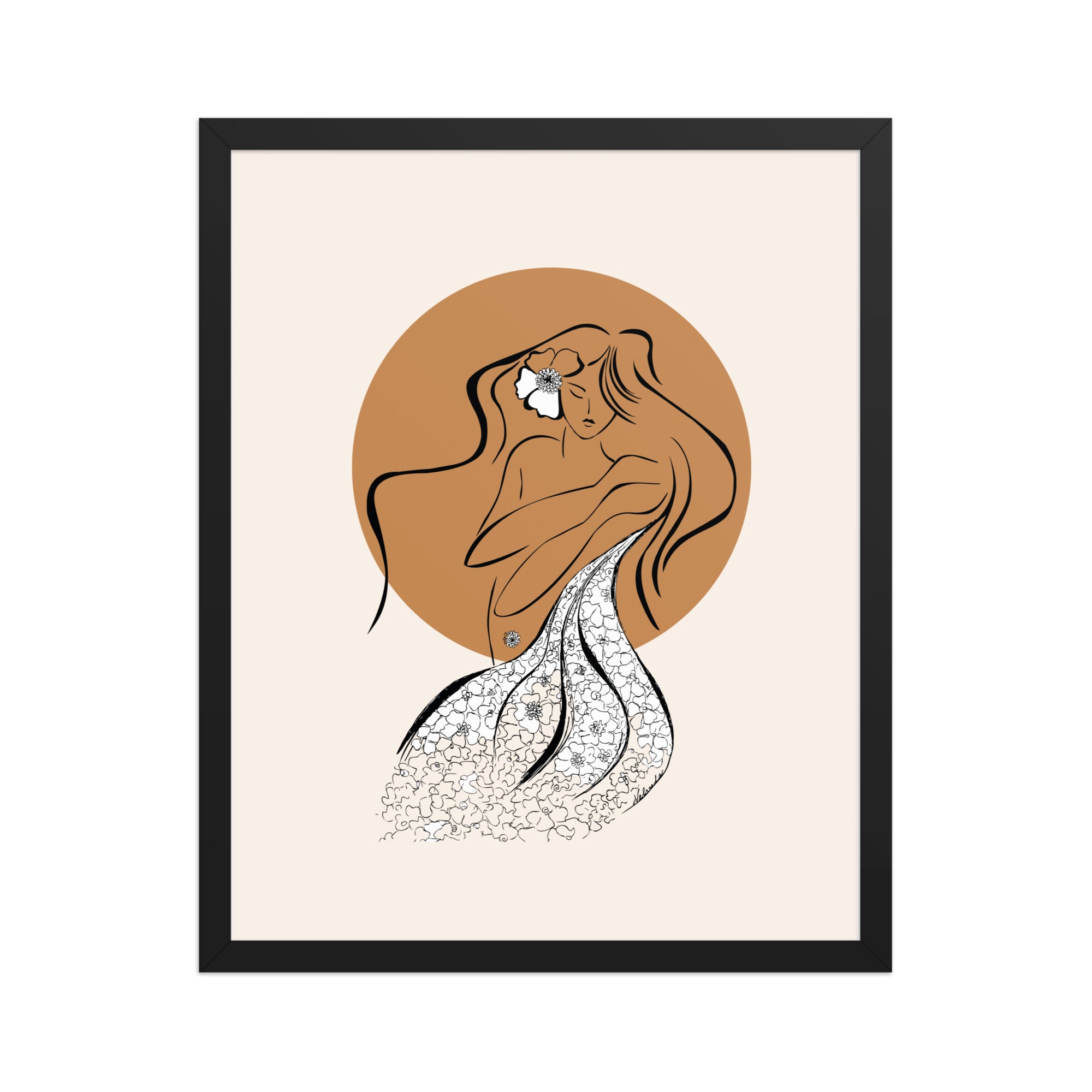 Framed poster of a Samodiva, a divine folklore spirit digital art print by Nelinda. Illustration portraying the Samodiva as a divine forest spirit.