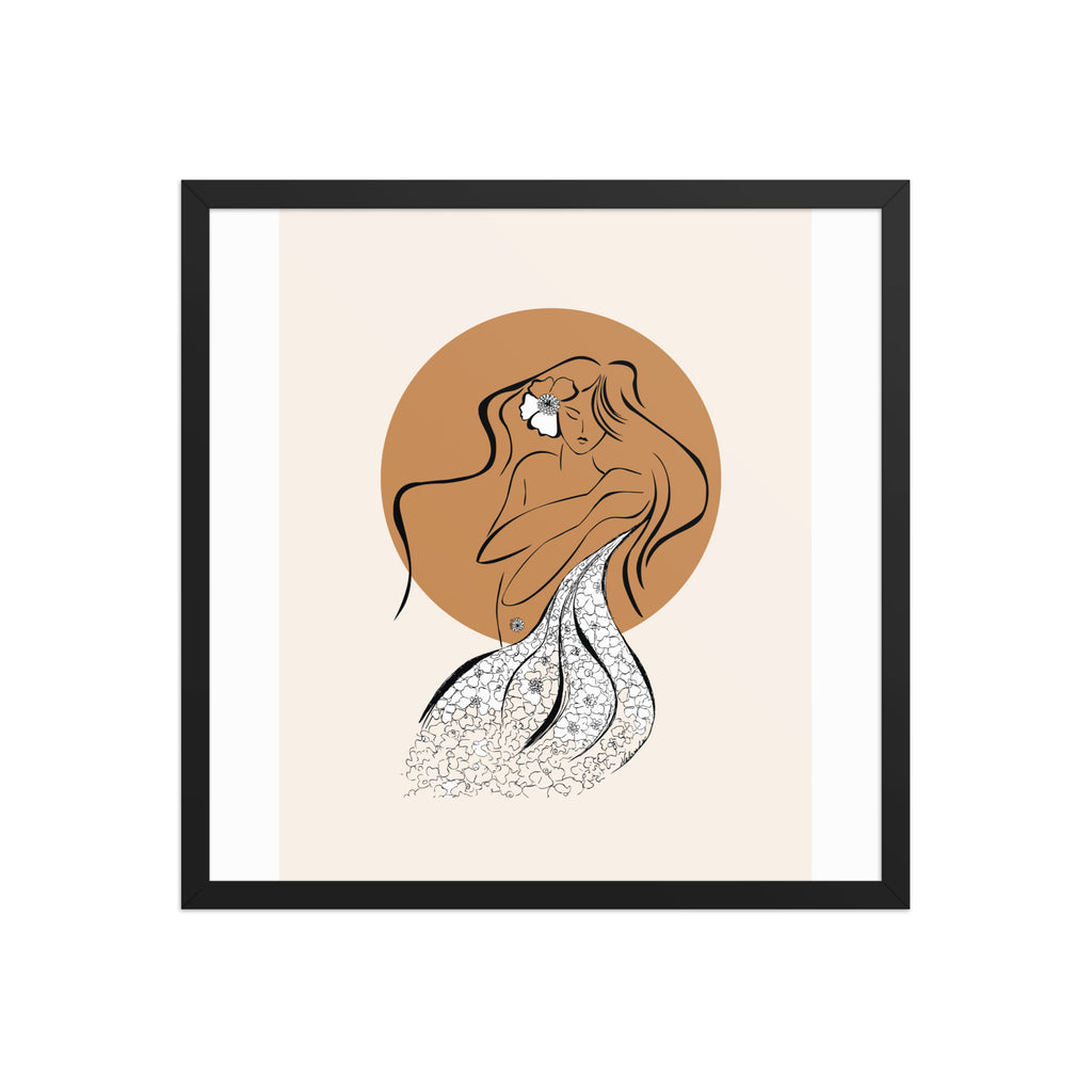 Framed poster of a Samodiva, a divine folklore spirit digital art print by Nelinda. Illustration portraying the Samodiva as a divine forest spirit.