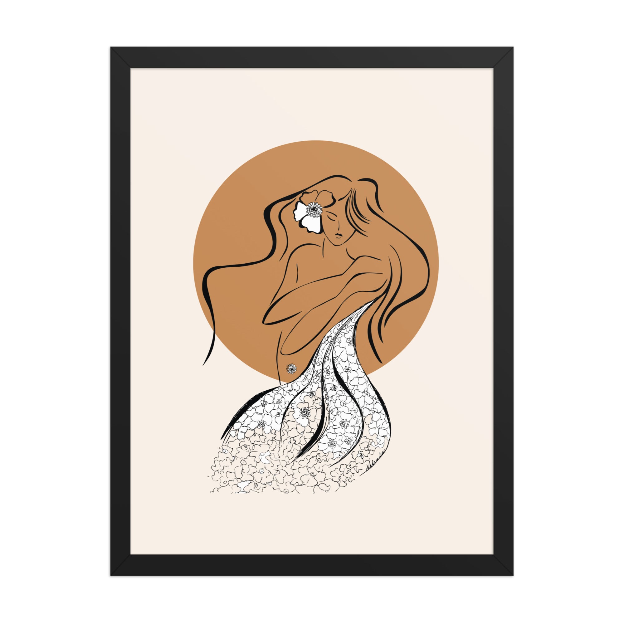 Framed poster of a Samodiva, a divine folklore spirit digital art print by Nelinda. Illustration portraying the Samodiva as a divine forest spirit.