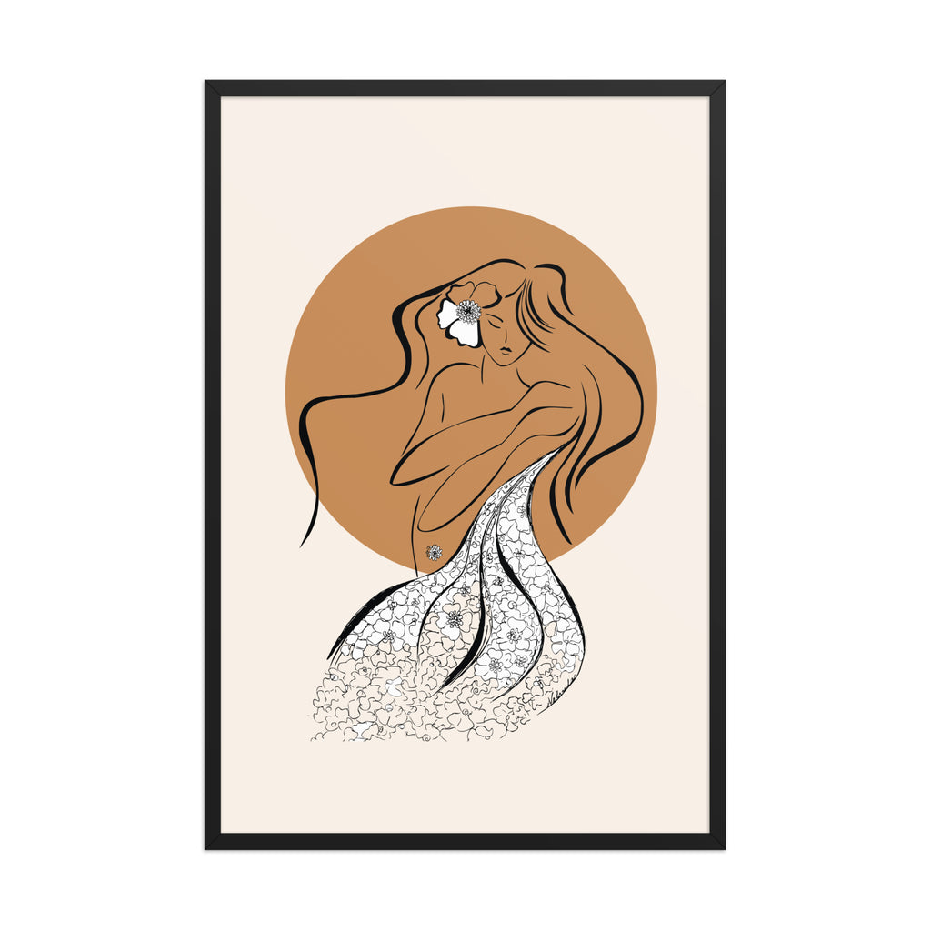 Framed poster of a Samodiva, a divine folklore spirit digital art print by Nelinda. Illustration portraying the Samodiva as a divine forest spirit.