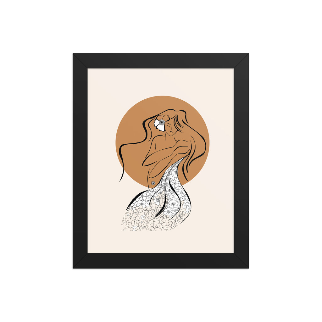 Framed poster of a Samodiva, a divine folklore spirit digital art print by Nelinda. Illustration portraying the Samodiva as a divine forest spirit.