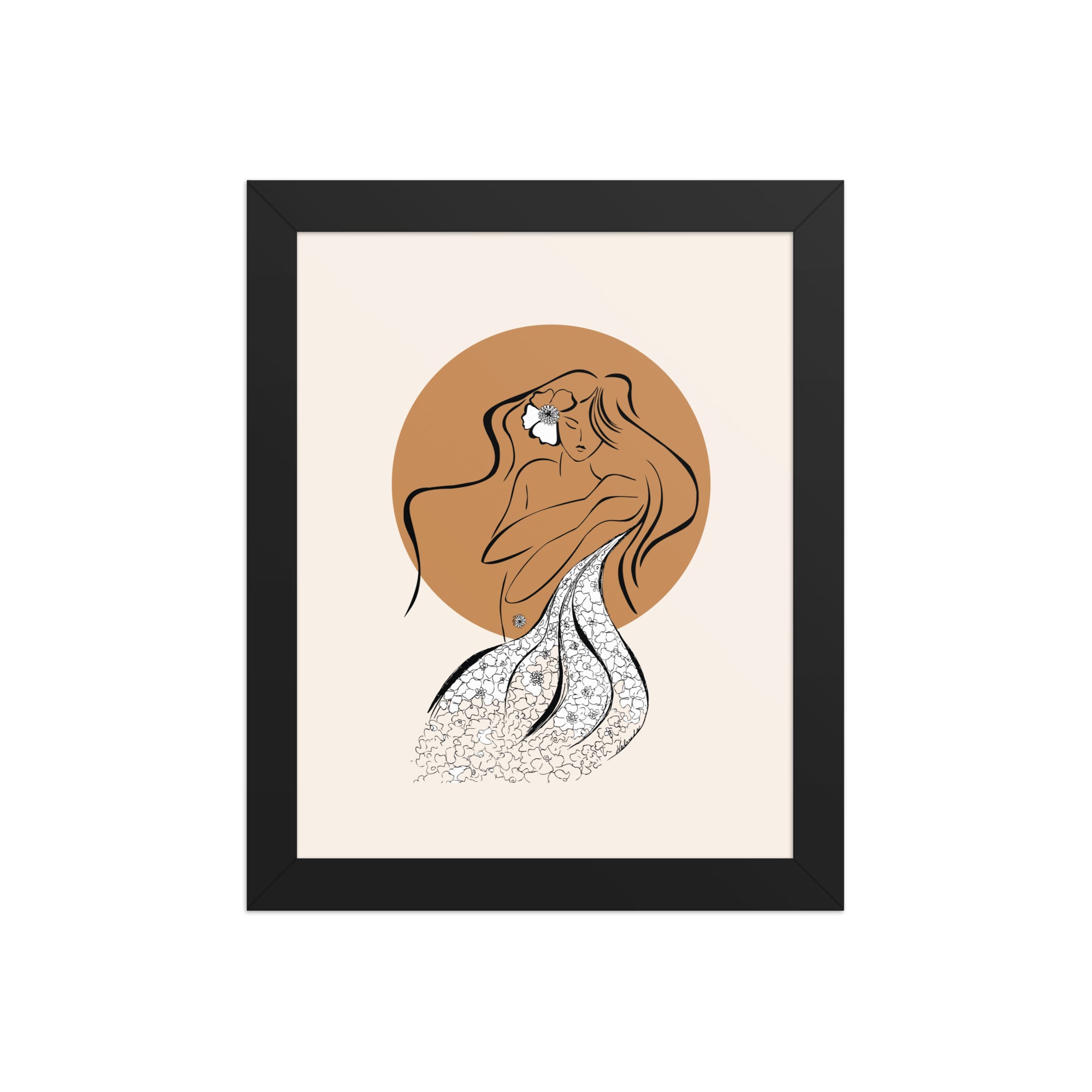 Framed poster of a Samodiva, a divine folklore spirit digital art print by Nelinda. Illustration portraying the Samodiva as a divine forest spirit.