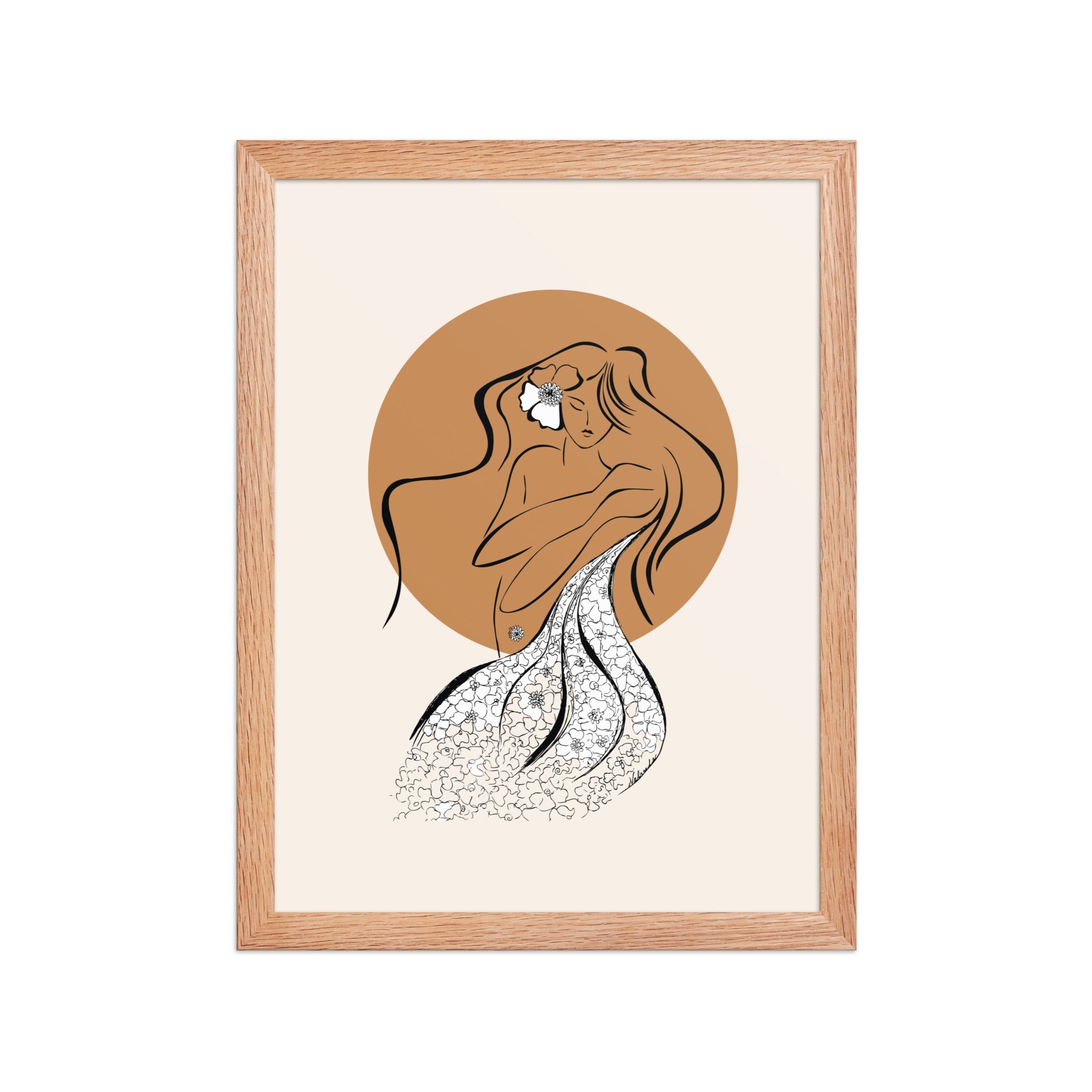 Framed poster of a Samodiva, a divine folklore spirit digital art print by Nelinda. Illustration portraying the Samodiva as a divine forest spirit.