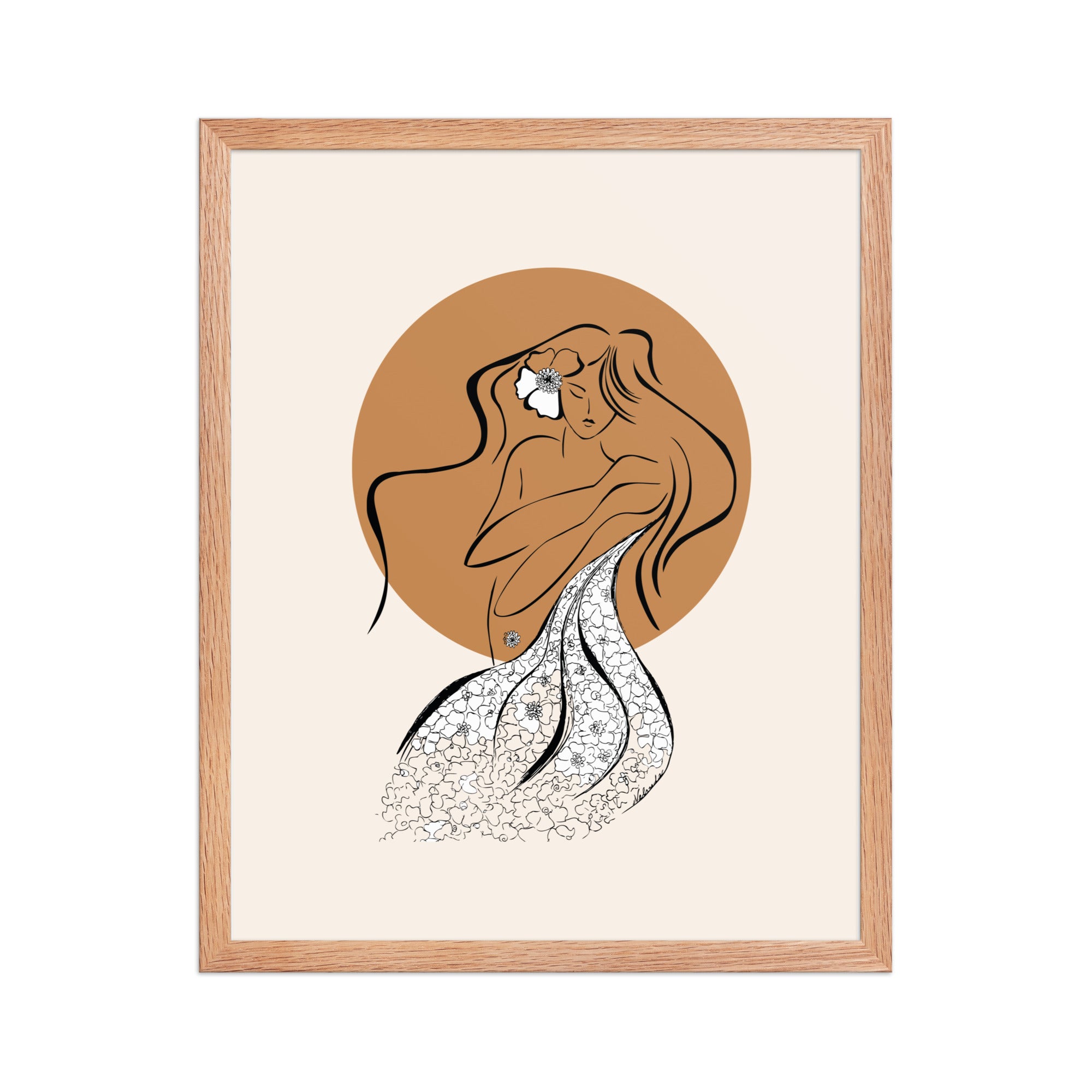 Framed poster of a Samodiva, a divine folklore spirit digital art print by Nelinda. Illustration portraying the Samodiva as a divine forest spirit.